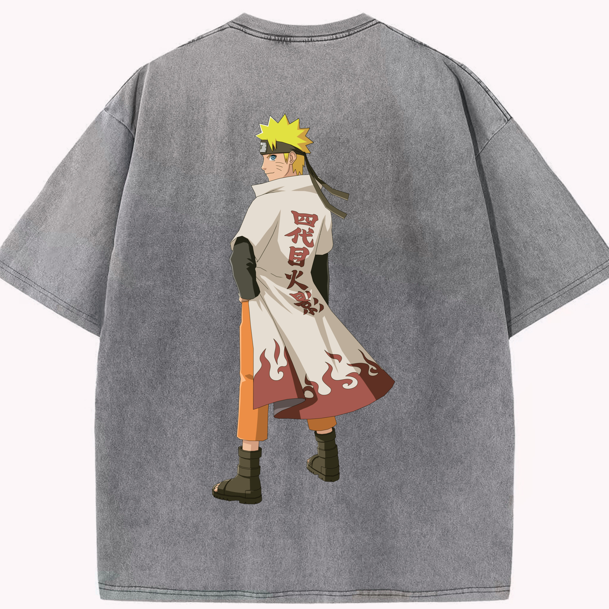 （画像用） NARUTO -ナルト- うずまき ナルト Uzumaki Naruto 綿100% ヴィンテージ風 半袖Tシャツ（背面プリント）
