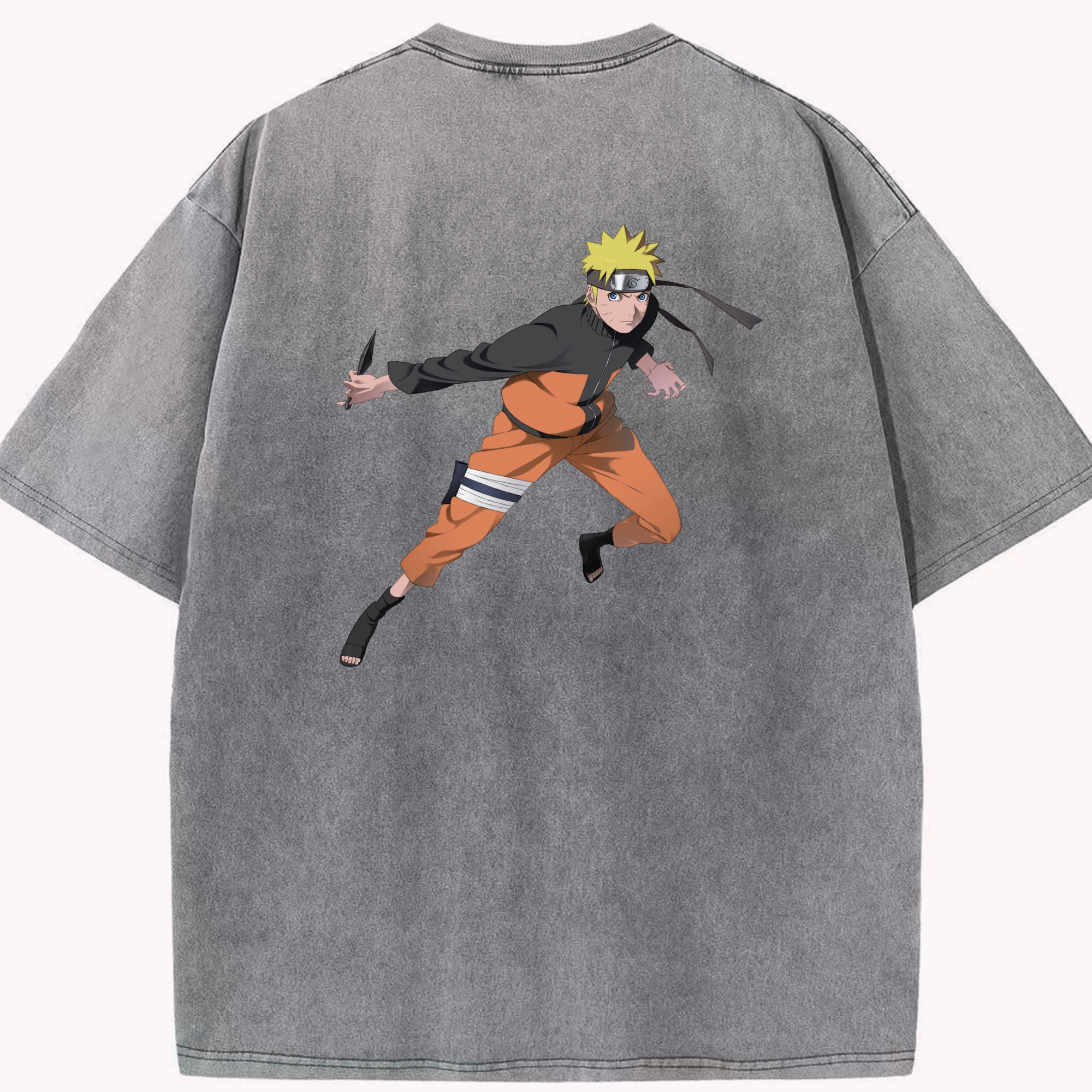 （画像用） NARUTO -ナルト- うずまき ナルト Uzumaki Naruto 綿100% ヴィンテージ風 半袖Tシャツ（背面プリント）