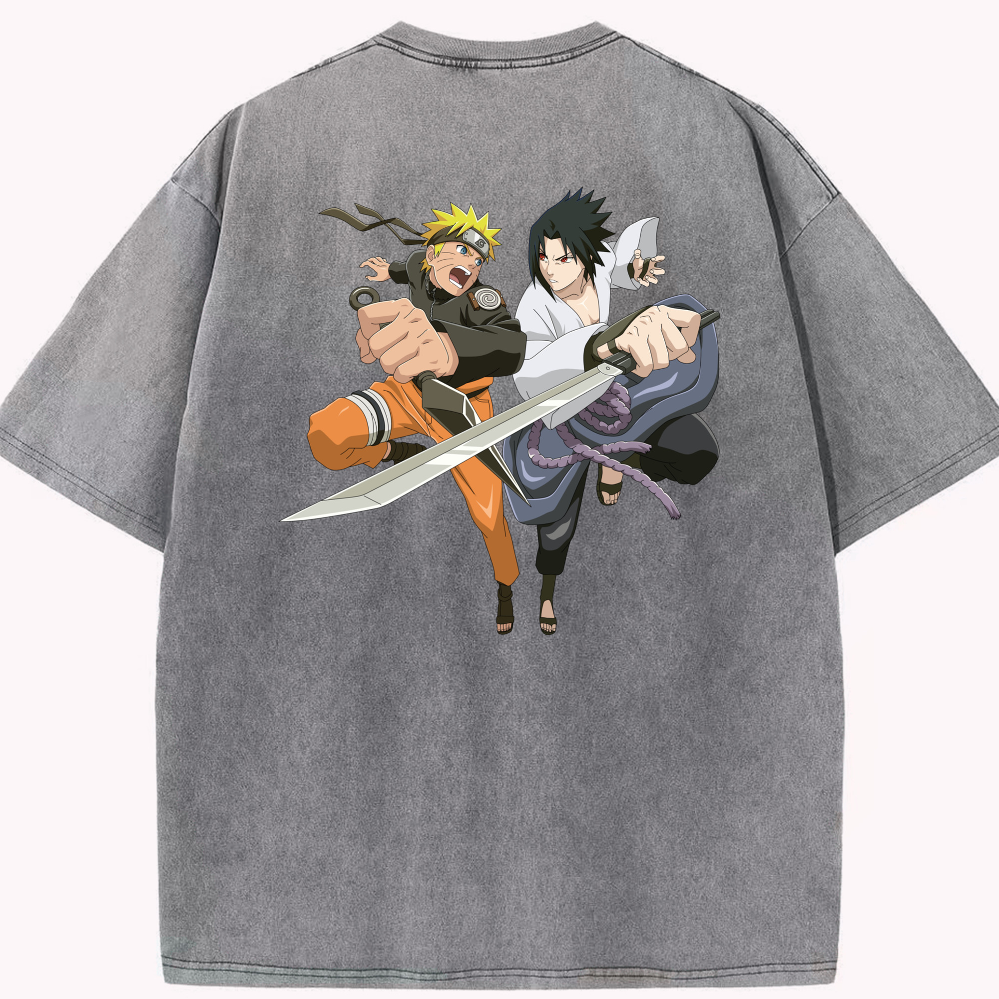 （画像用） NARUTO -ナルト- うずまき ナルト Uzumaki Naruto 綿100% ヴィンテージ風 半袖Tシャツ（背面プリント）