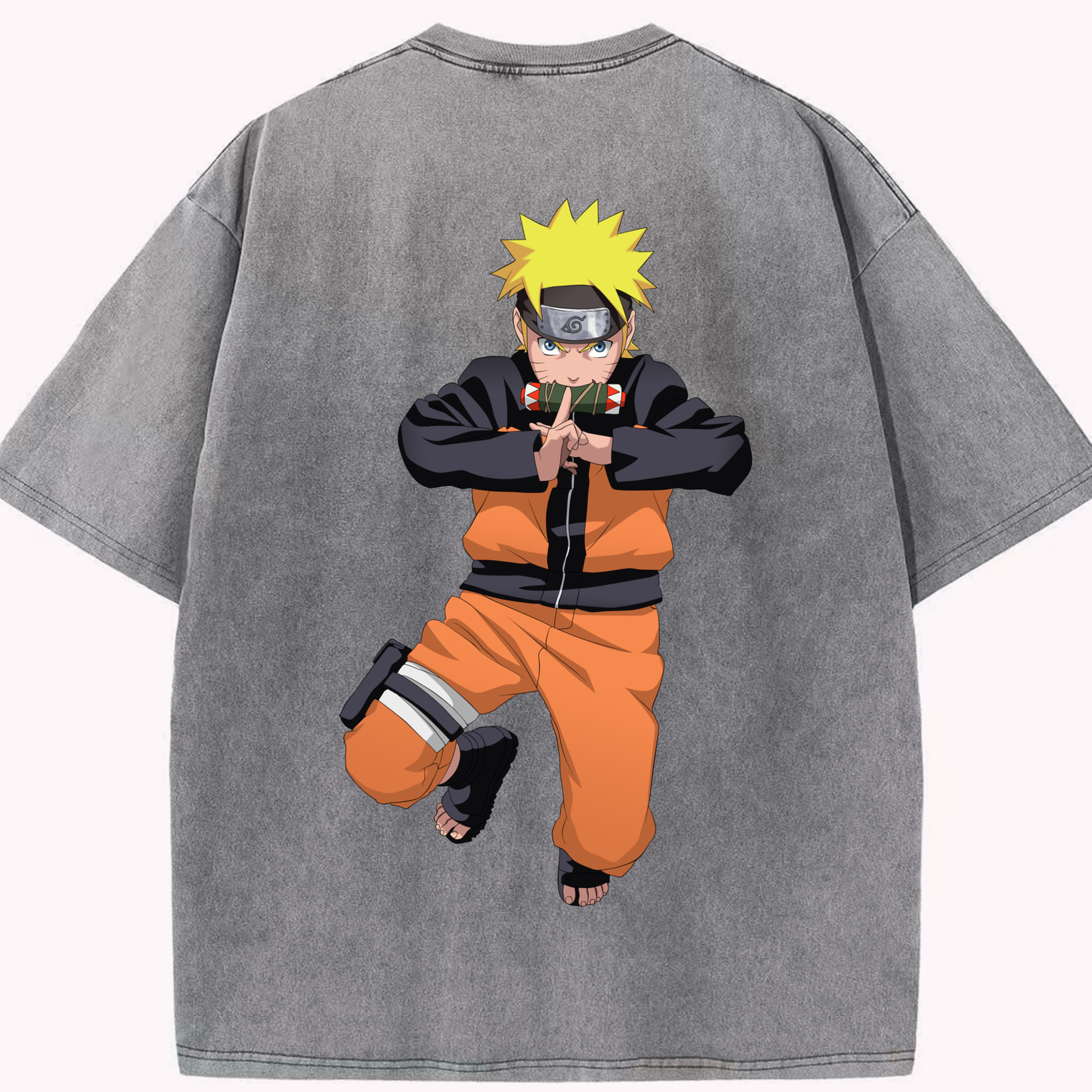（画像用） NARUTO -ナルト- うずまき ナルト Uzumaki Naruto 綿100% ヴィンテージ風 半袖Tシャツ（背面プリント）