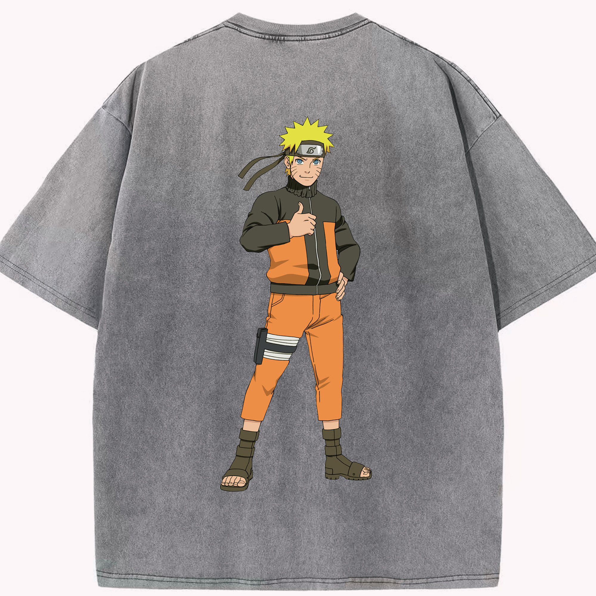 （画像用） NARUTO -ナルト- うずまき ナルト Uzumaki Naruto 綿100% ヴィンテージ風 半袖Tシャツ（背面プリント）