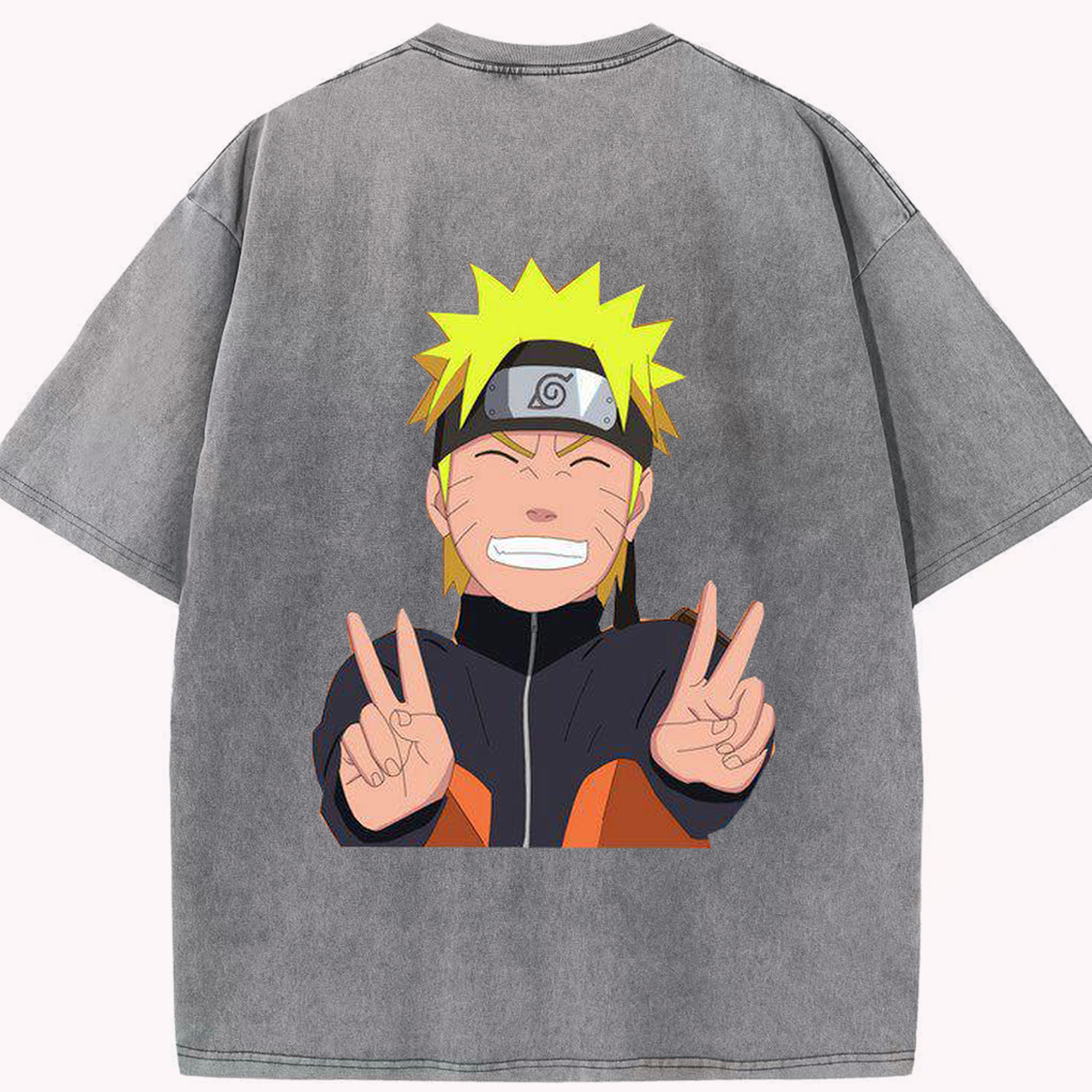 （画像用） NARUTO -ナルト- うずまき ナルト Uzumaki Naruto 綿100% ヴィンテージ風 半袖Tシャツ（背面プリント）