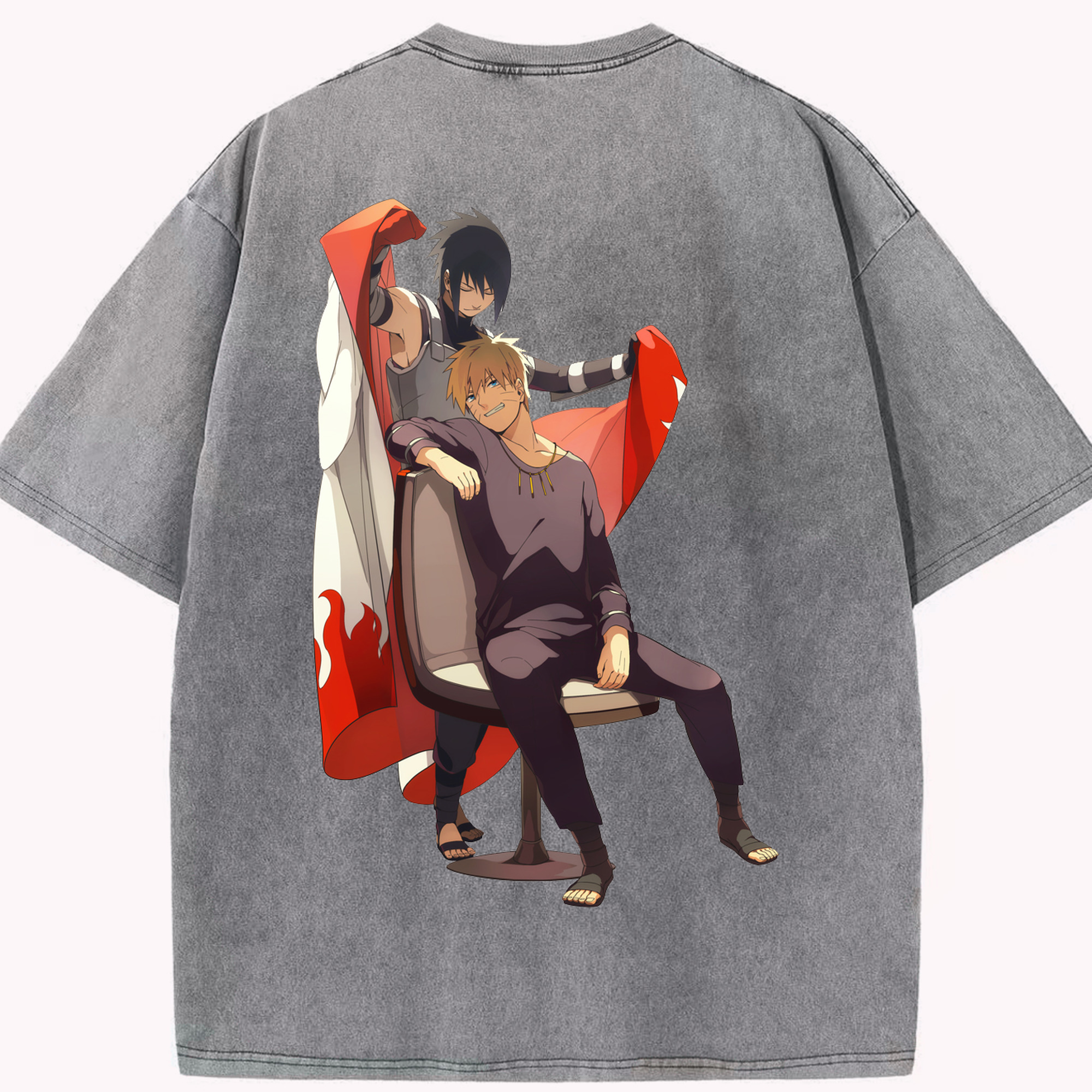 （画像用） NARUTO -ナルト- うずまき ナルト Uzumaki Naruto 綿100% ヴィンテージ風 半袖Tシャツ（背面プリント）