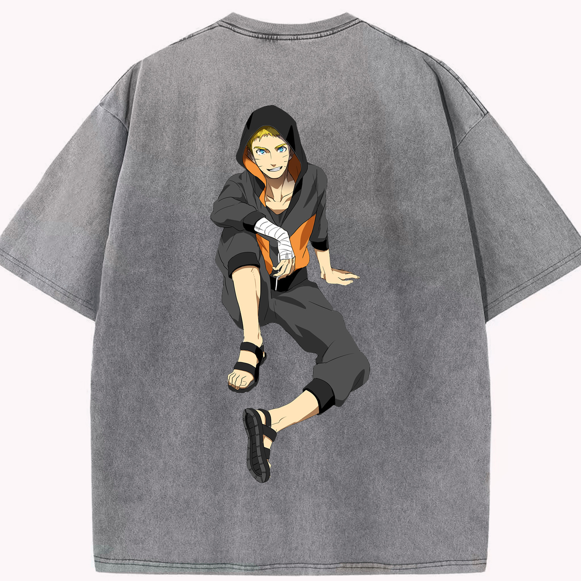 （画像用） NARUTO -ナルト- うずまき ナルト Uzumaki Naruto 綿100% ヴィンテージ風 半袖Tシャツ（背面プリント）