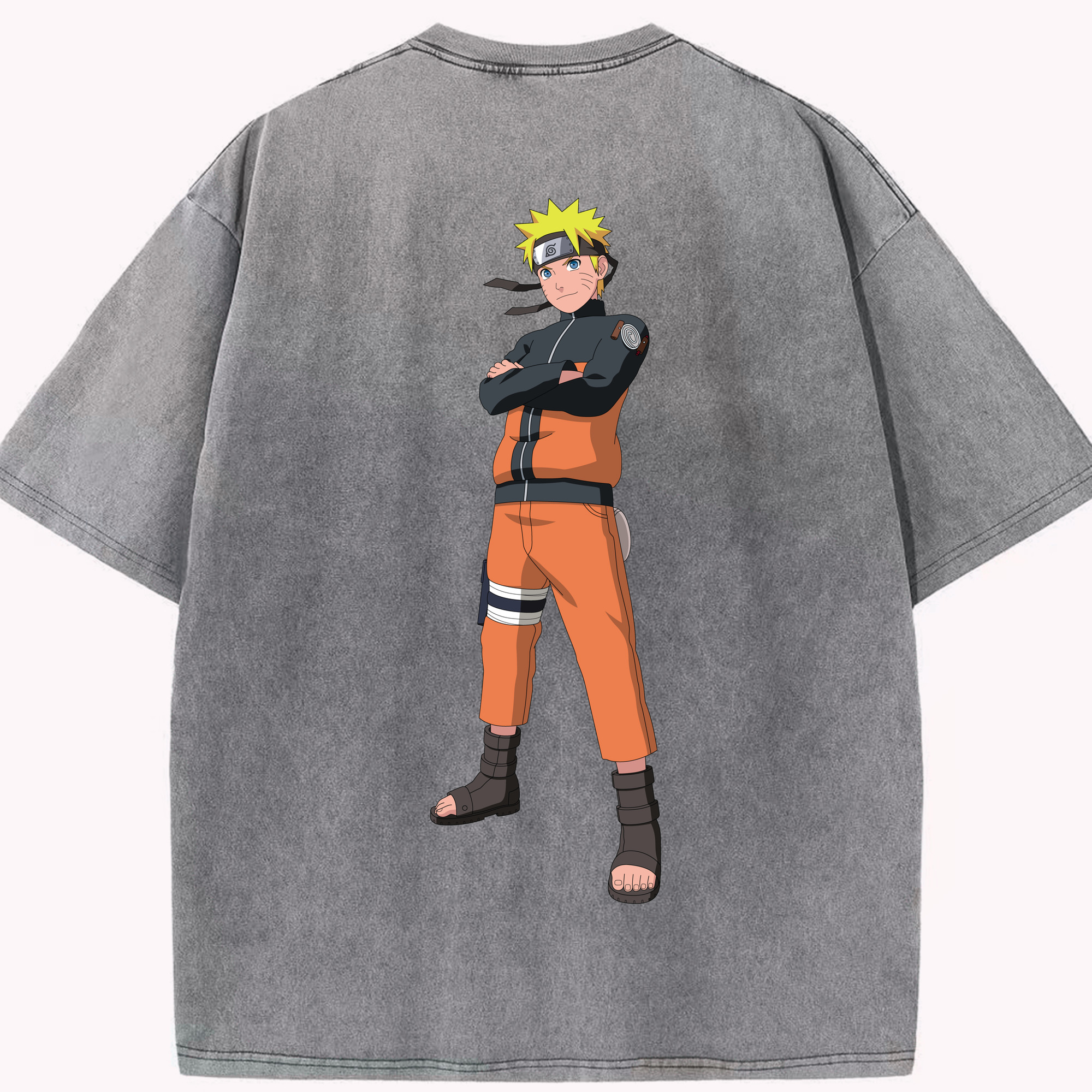 （画像用） NARUTO -ナルト- うずまき ナルト Uzumaki Naruto 綿100% ヴィンテージ風 半袖Tシャツ（背面プリント）