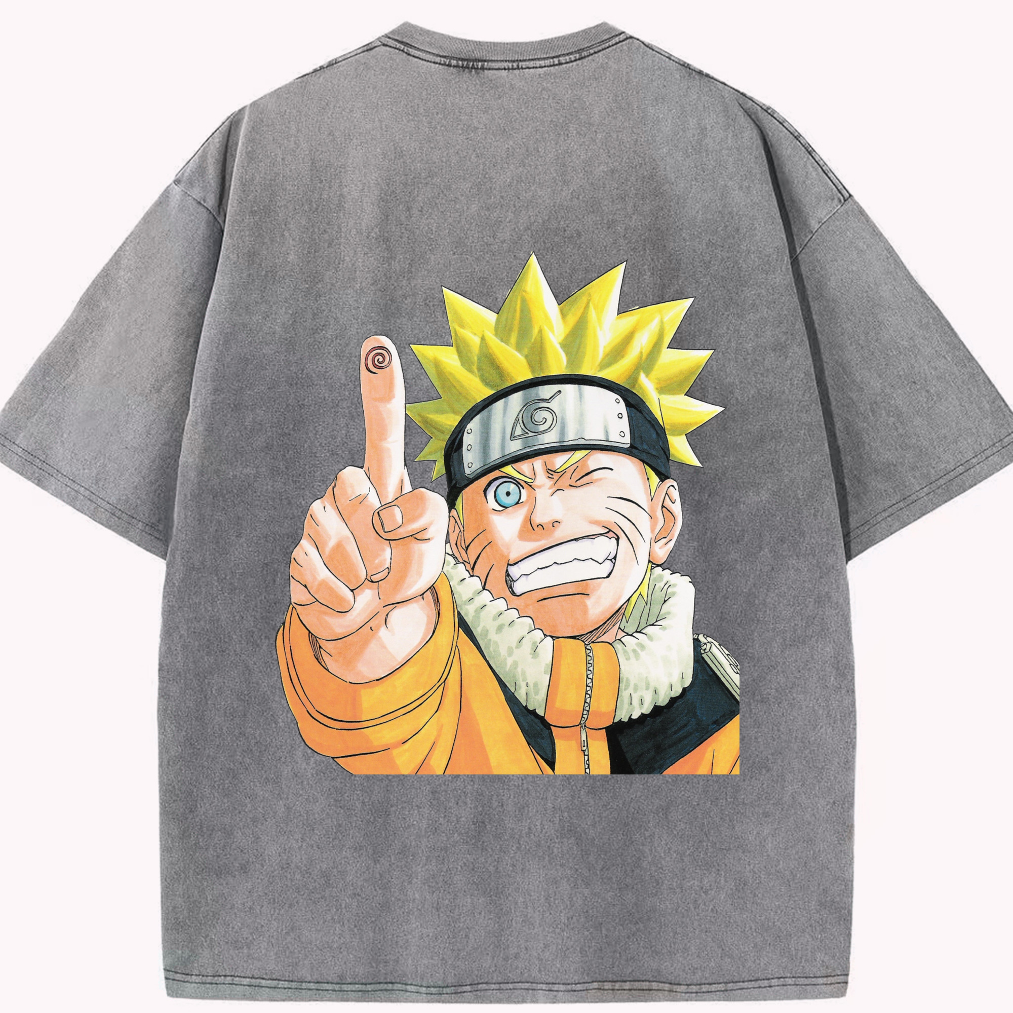 （画像用） NARUTO -ナルト- うずまき ナルト Uzumaki Naruto 綿100% ヴィンテージ風 半袖Tシャツ（背面プリント）