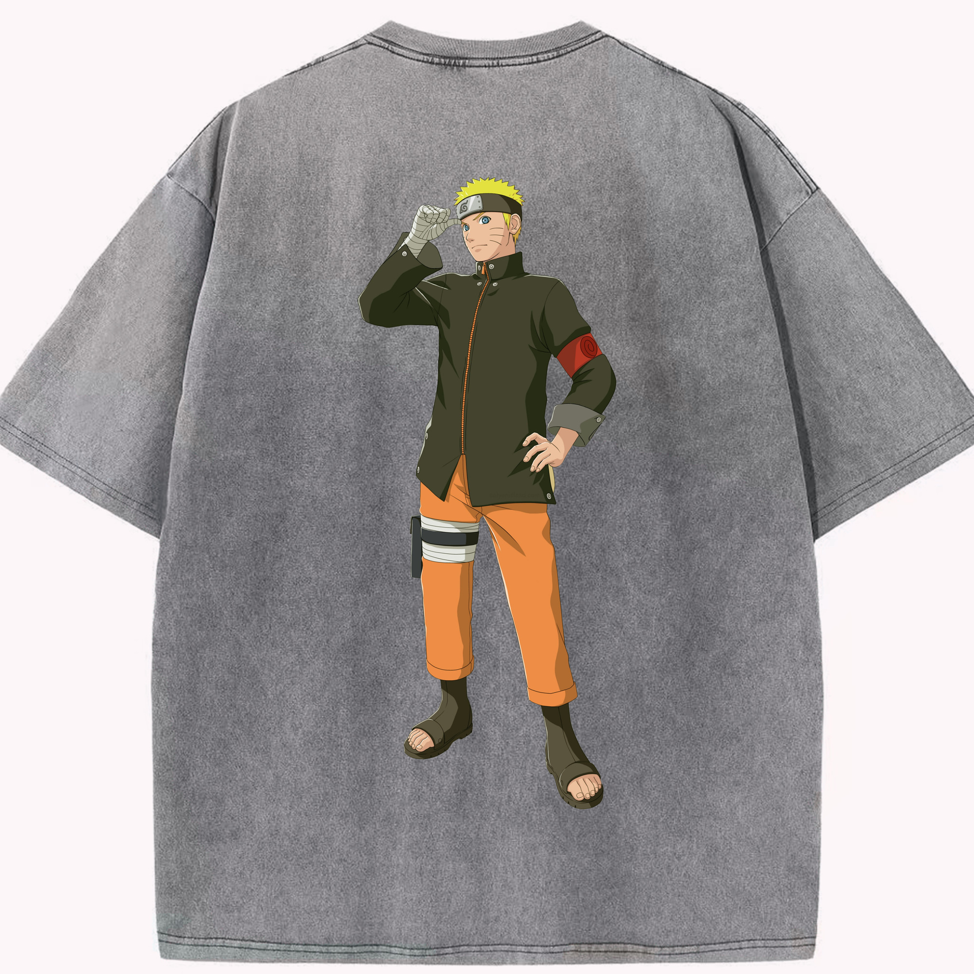 （画像用） NARUTO -ナルト- うずまき ナルト Uzumaki Naruto 綿100% ヴィンテージ風 半袖Tシャツ（背面プリント）