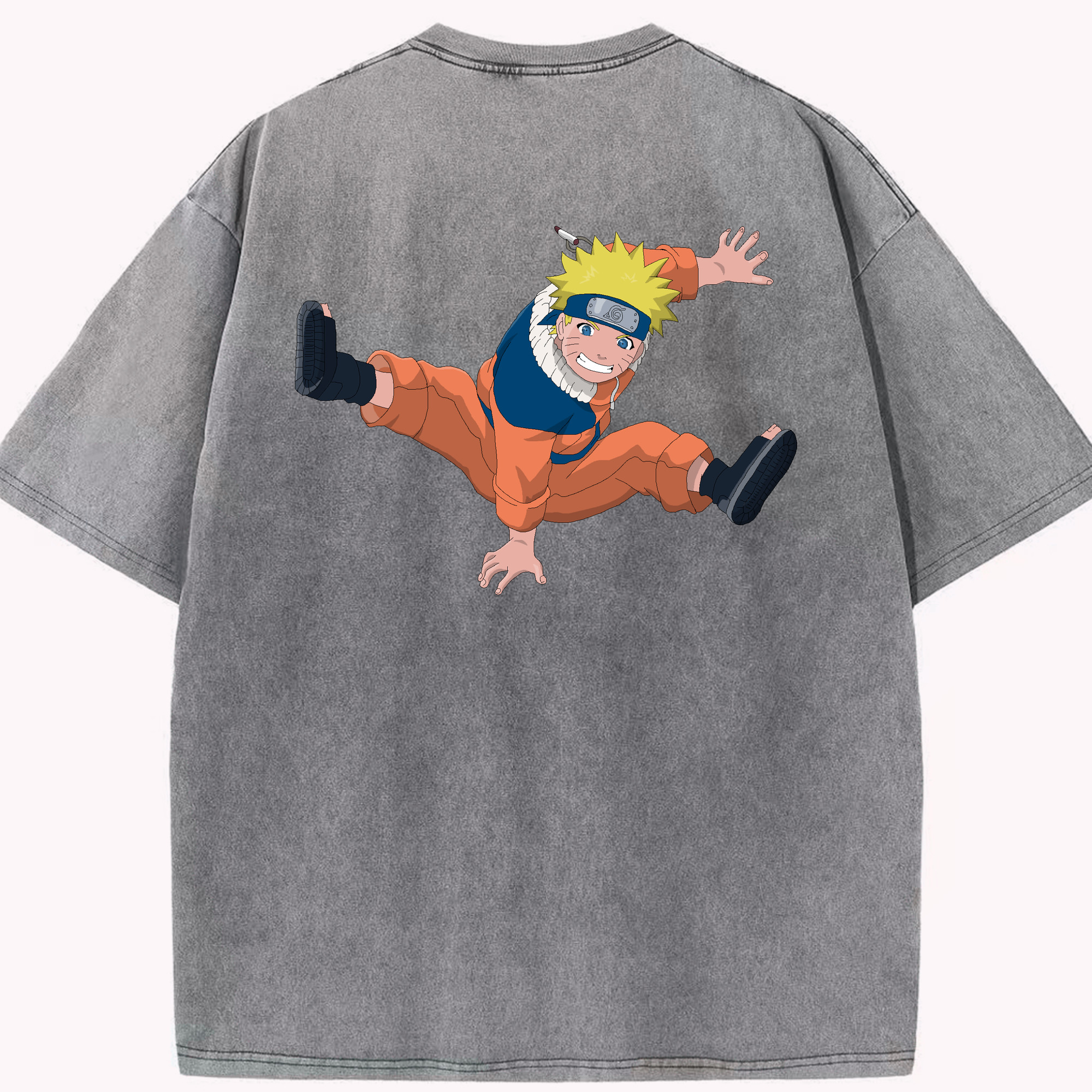 （画像用） NARUTO -ナルト- うずまき ナルト Uzumaki Naruto 綿100% ヴィンテージ風 半袖Tシャツ（背面プリント）