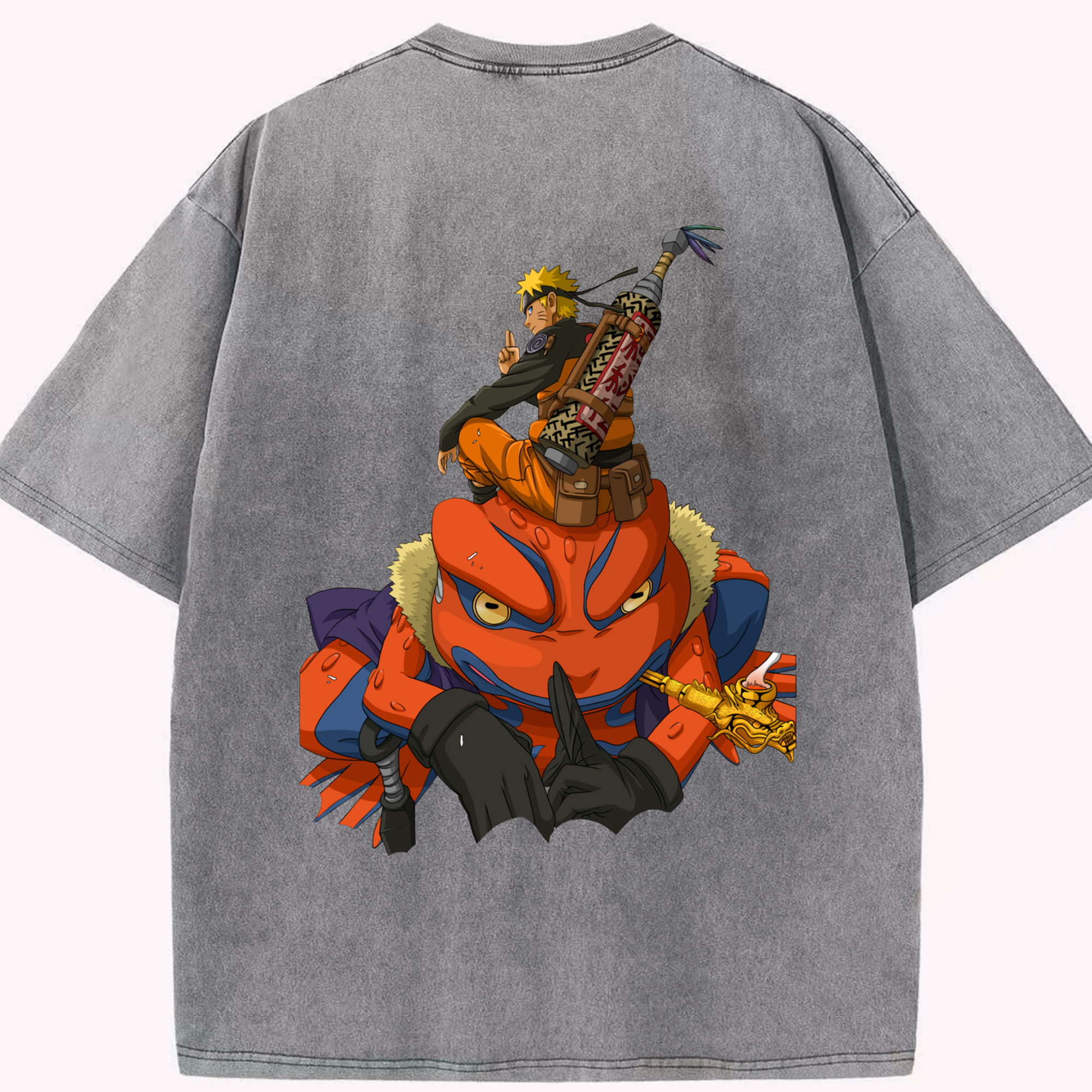 （画像用） NARUTO -ナルト- うずまき ナルト Uzumaki Naruto 綿100% ヴィンテージ風 半袖Tシャツ（背面プリント）