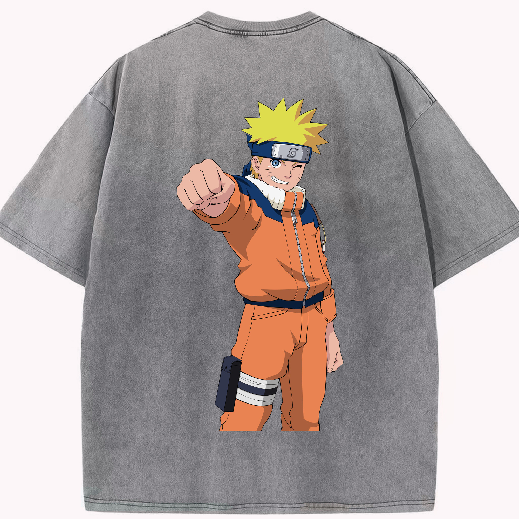 （画像用） NARUTO -ナルト- うずまき ナルト Uzumaki Naruto 綿100% ヴィンテージ風 半袖Tシャツ（背面プリント）