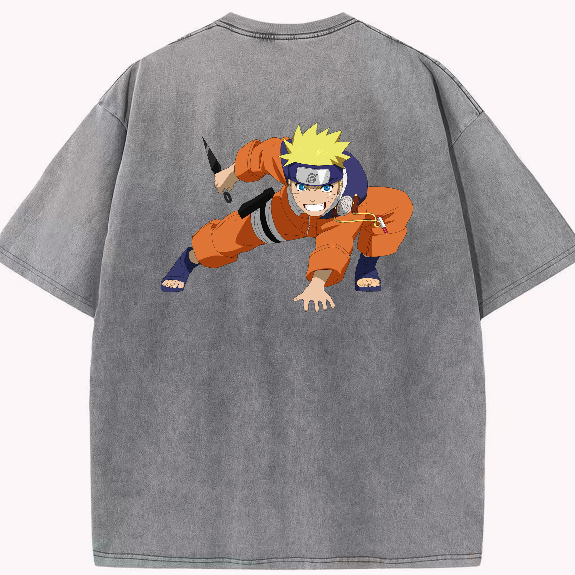 （画像用） NARUTO -ナルト- うずまき ナルト Uzumaki Naruto 綿100% ヴィンテージ風 半袖Tシャツ（背面プリント）