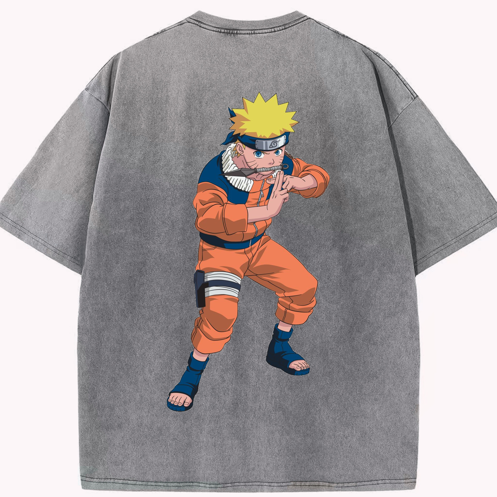 （画像用） NARUTO -ナルト- うずまき ナルト Uzumaki Naruto 綿100% ヴィンテージ風 半袖Tシャツ（背面プリント）