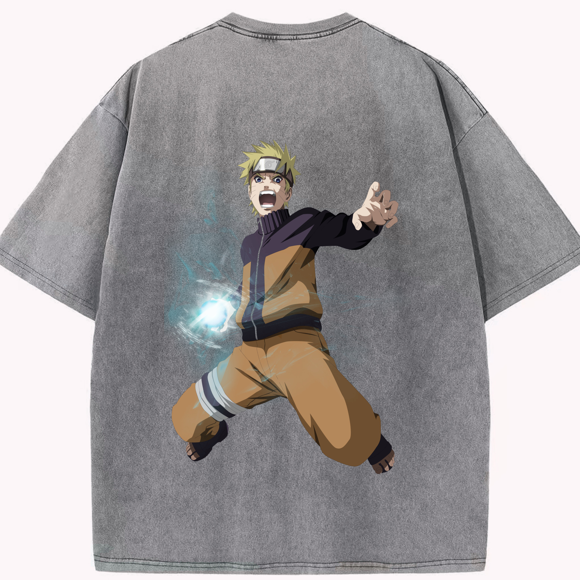 （画像用） NARUTO -ナルト- うずまき ナルト Uzumaki Naruto 綿100% ヴィンテージ風 半袖Tシャツ（背面プリント）