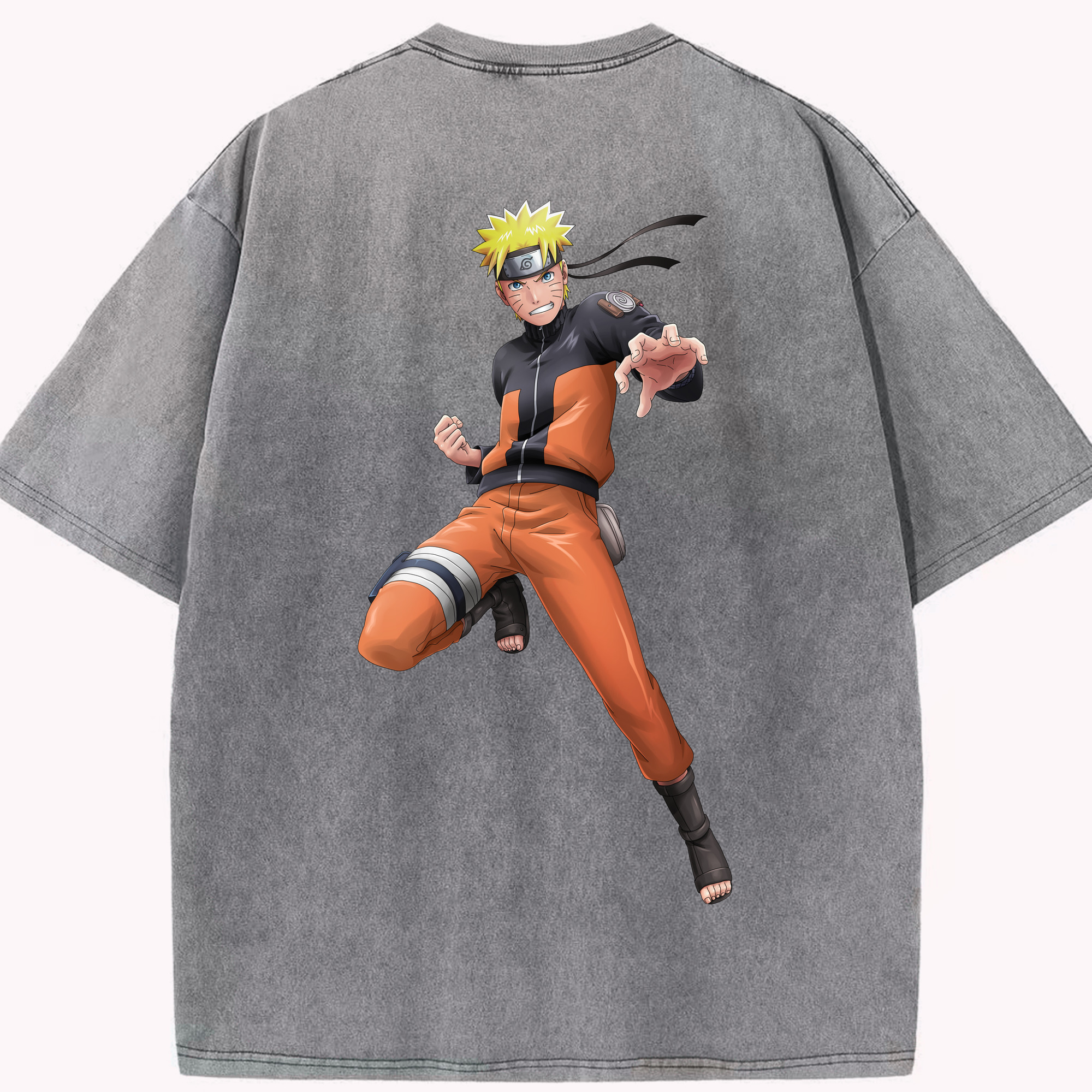 （画像用） NARUTO -ナルト- うずまき ナルト Uzumaki Naruto 綿100% ヴィンテージ風 半袖Tシャツ（背面プリント）