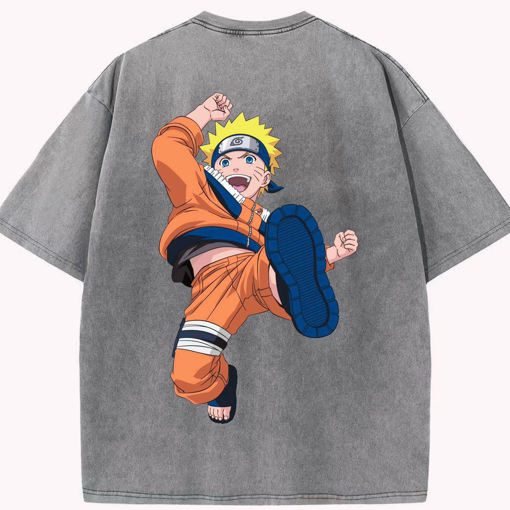 （画像用） NARUTO -ナルト- うずまき ナルト Uzumaki Naruto 綿100% ヴィンテージ風 半袖Tシャツ（背面プリント）