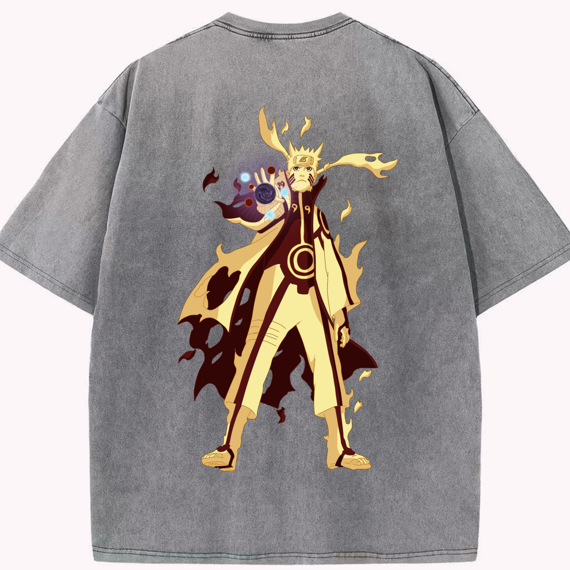 （画像用） NARUTO -ナルト- うずまき ナルト Uzumaki Naruto 綿100% ヴィンテージ風 半袖Tシャツ（背面プリント）