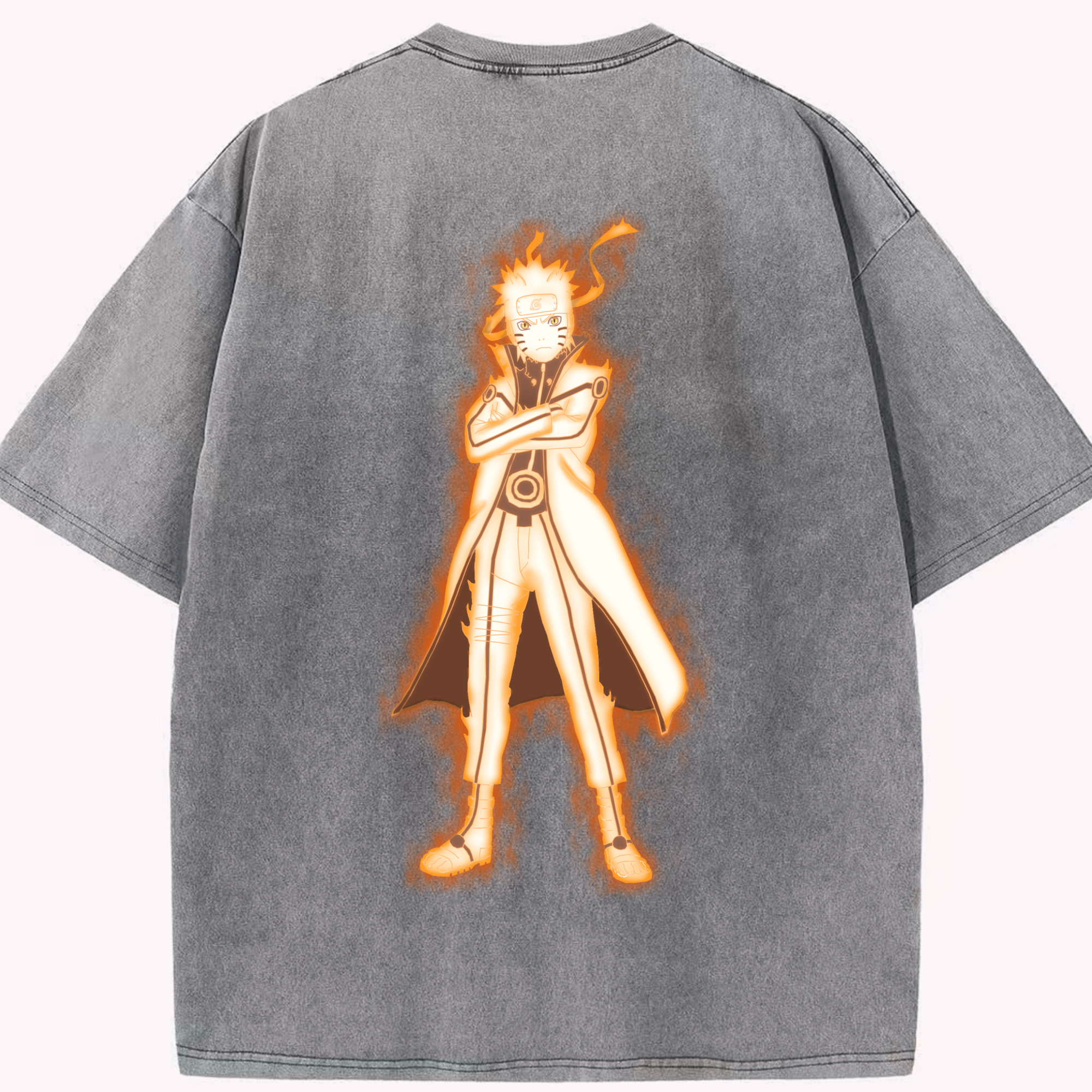 （画像用） NARUTO -ナルト- うずまき ナルト Uzumaki Naruto 綿100% ヴィンテージ風 半袖Tシャツ（背面プリント）