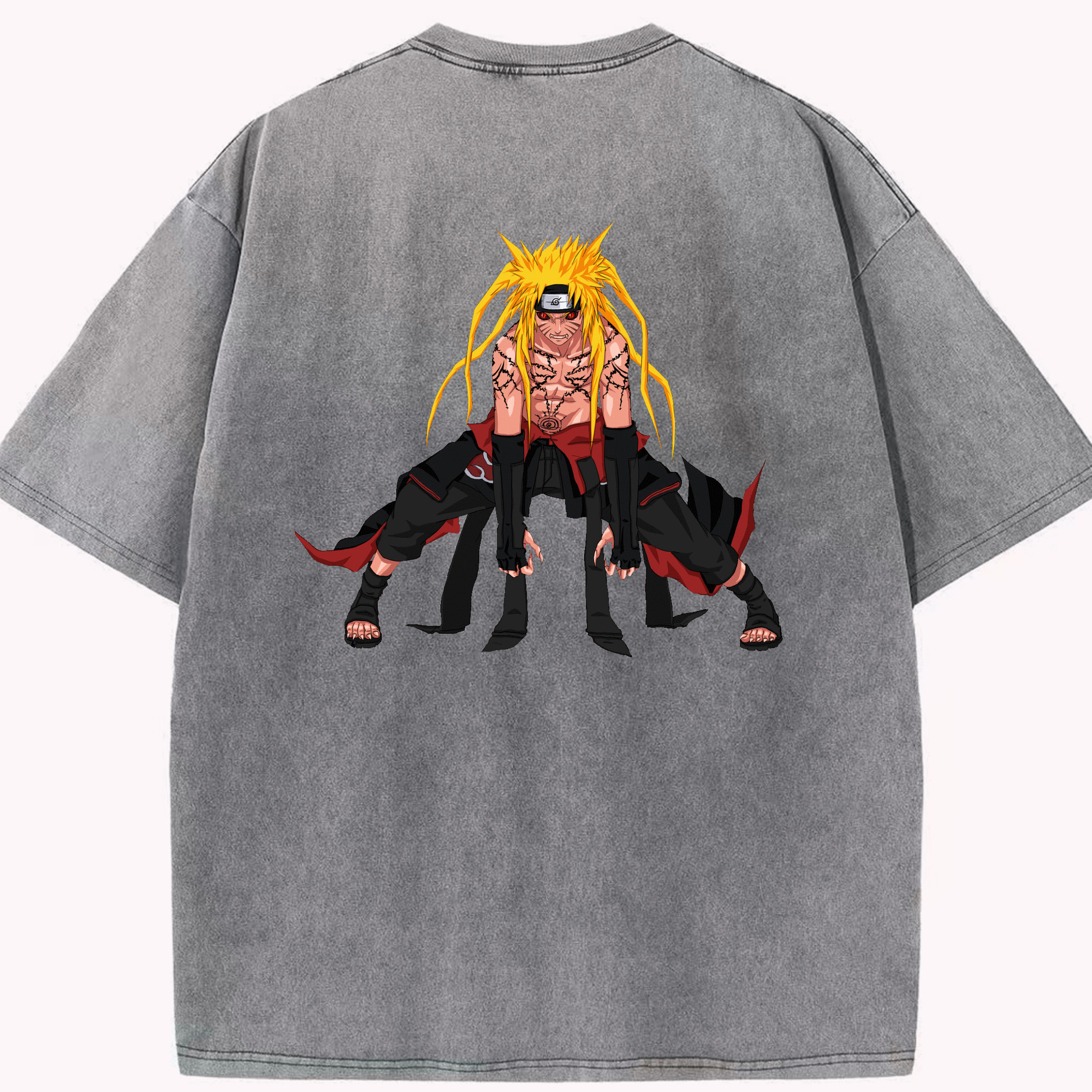 （画像用） NARUTO -ナルト- うずまき ナルト Uzumaki Naruto 綿100% ヴィンテージ風 半袖Tシャツ（背面プリント）