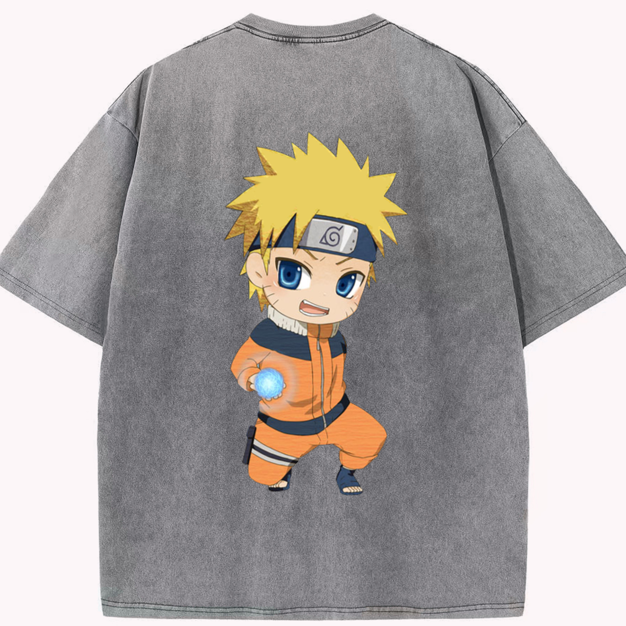 （画像用） NARUTO -ナルト- うずまき ナルト Uzumaki Naruto 綿100% ヴィンテージ風 半袖Tシャツ（背面プリント）