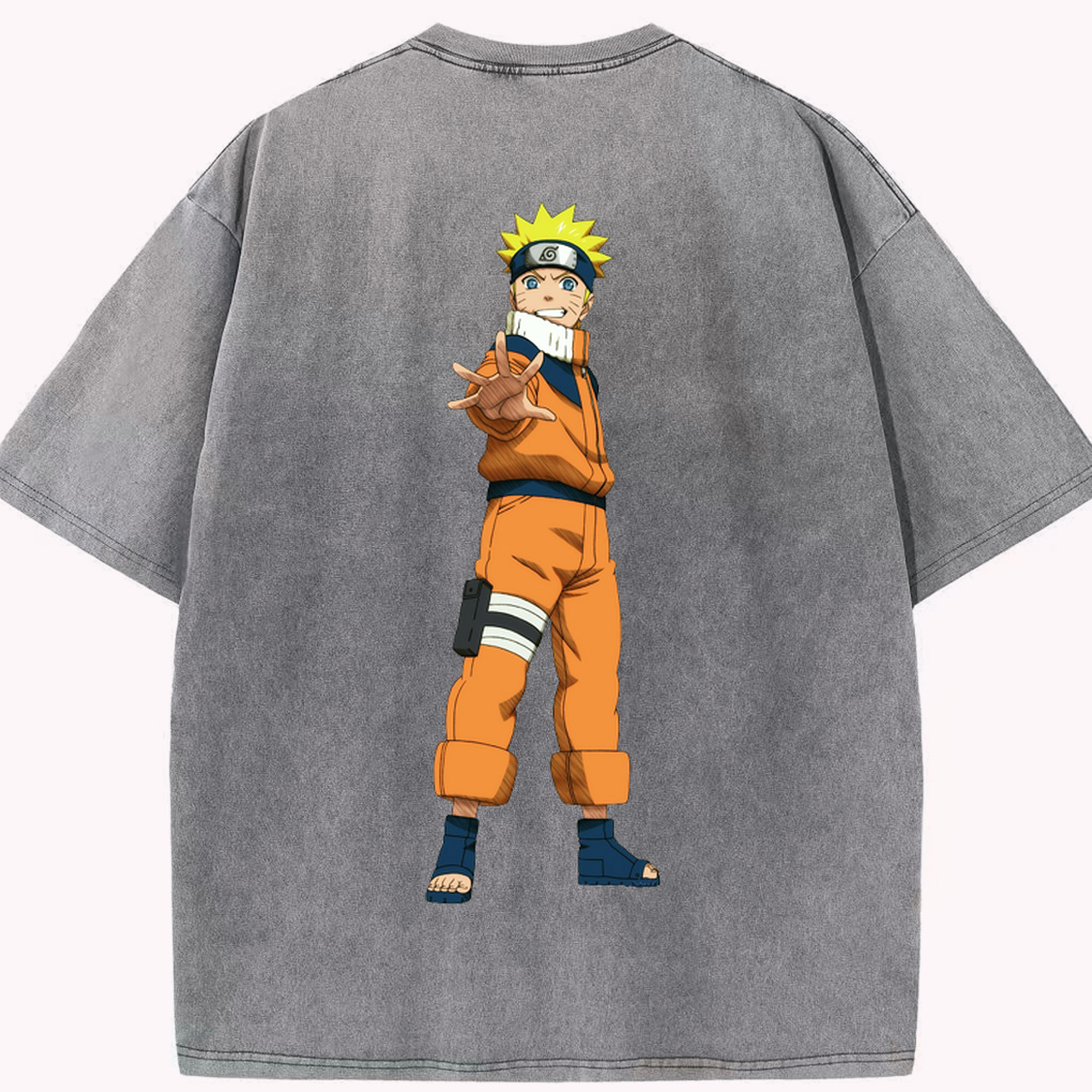 （画像用） NARUTO -ナルト- うずまき ナルト Uzumaki Naruto 綿100% ヴィンテージ風 半袖Tシャツ（背面プリント）