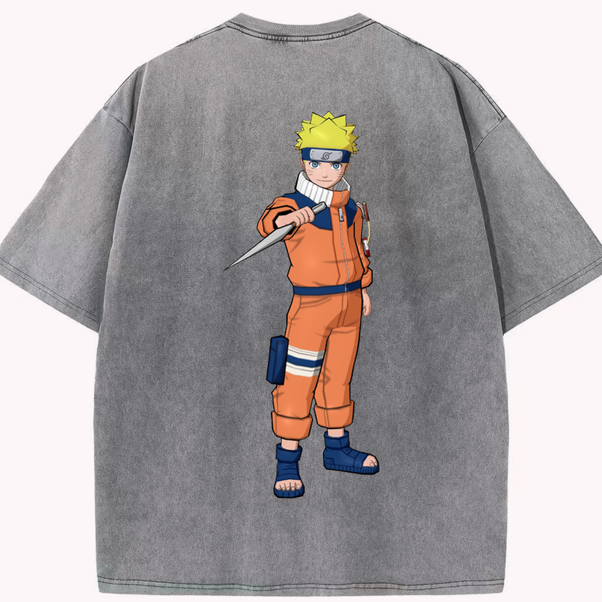（画像用） NARUTO -ナルト- うずまき ナルト Uzumaki Naruto 綿100% ヴィンテージ風 半袖Tシャツ（背面プリント）