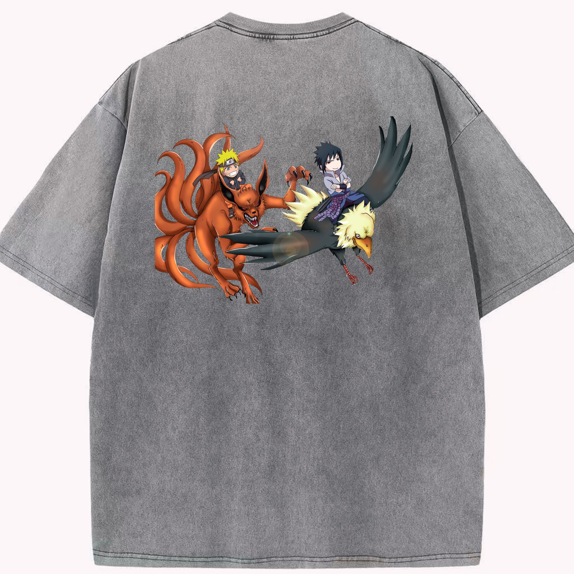 （画像用） NARUTO -ナルト- うずまき ナルト Uzumaki Naruto 綿100% ヴィンテージ風 半袖Tシャツ（背面プリント）