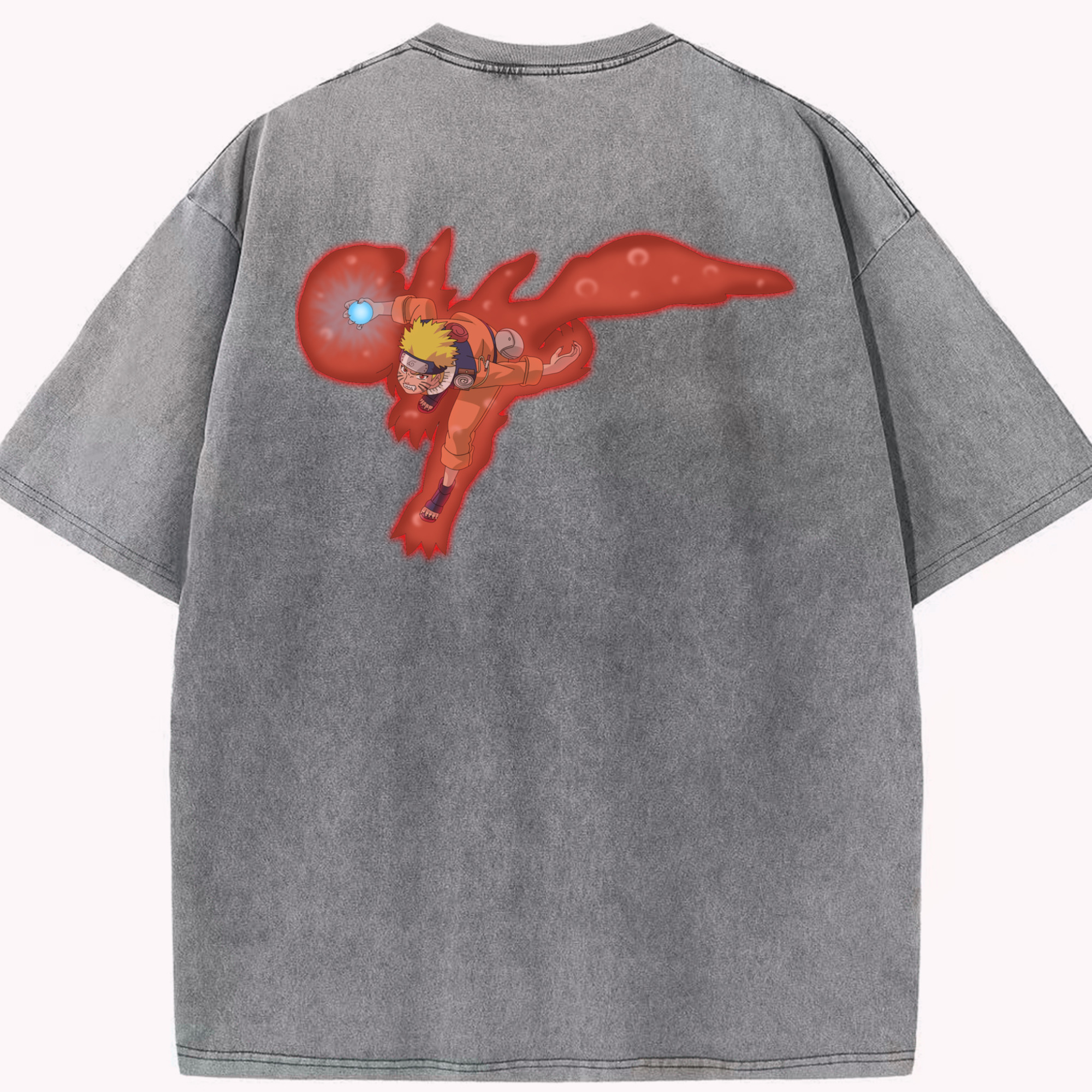 （画像用） NARUTO -ナルト- うずまき ナルト Uzumaki Naruto 綿100% ヴィンテージ風 半袖Tシャツ（背面プリント）