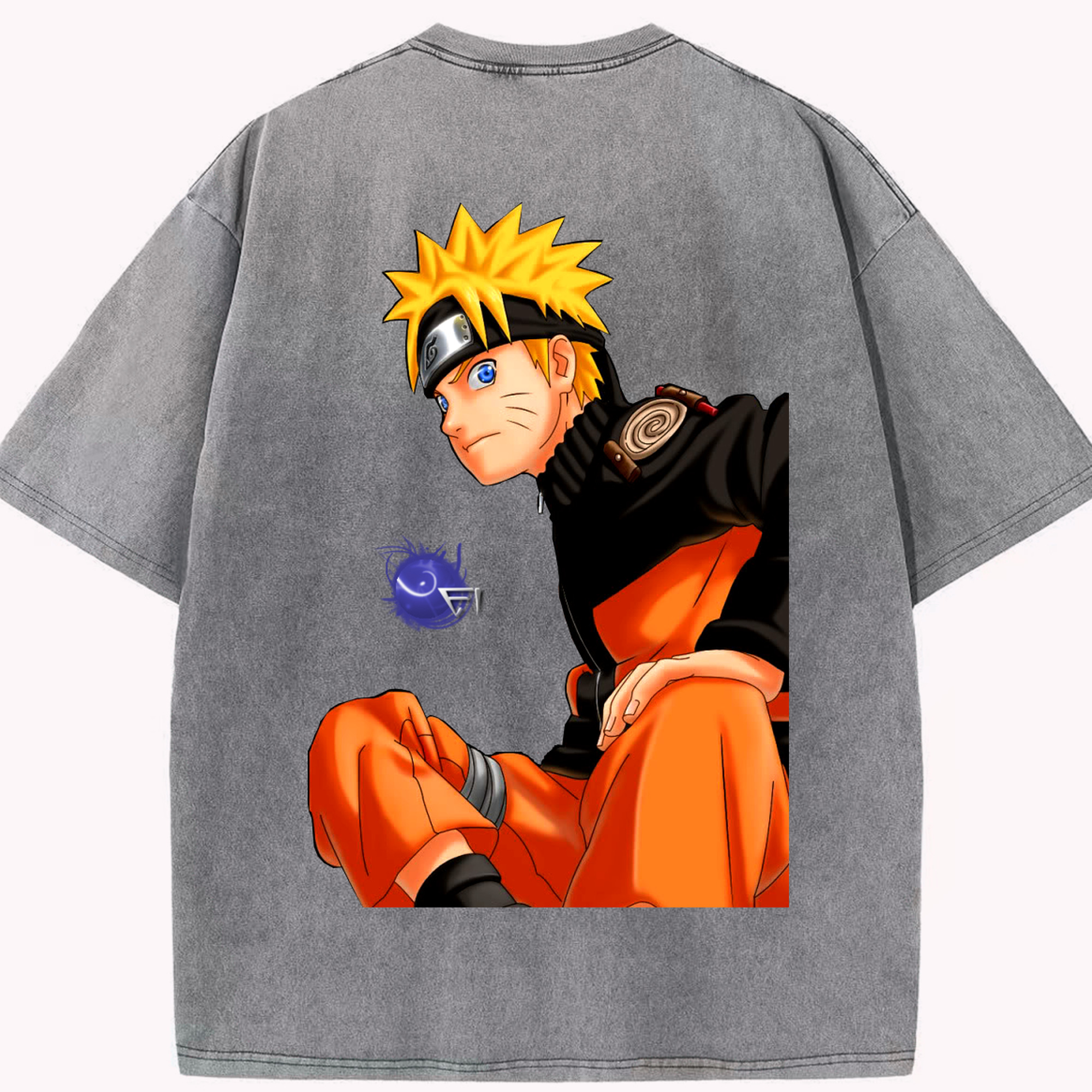 （画像用） NARUTO -ナルト- うずまき ナルト Uzumaki Naruto 綿100% ヴィンテージ風 半袖Tシャツ（背面プリント）