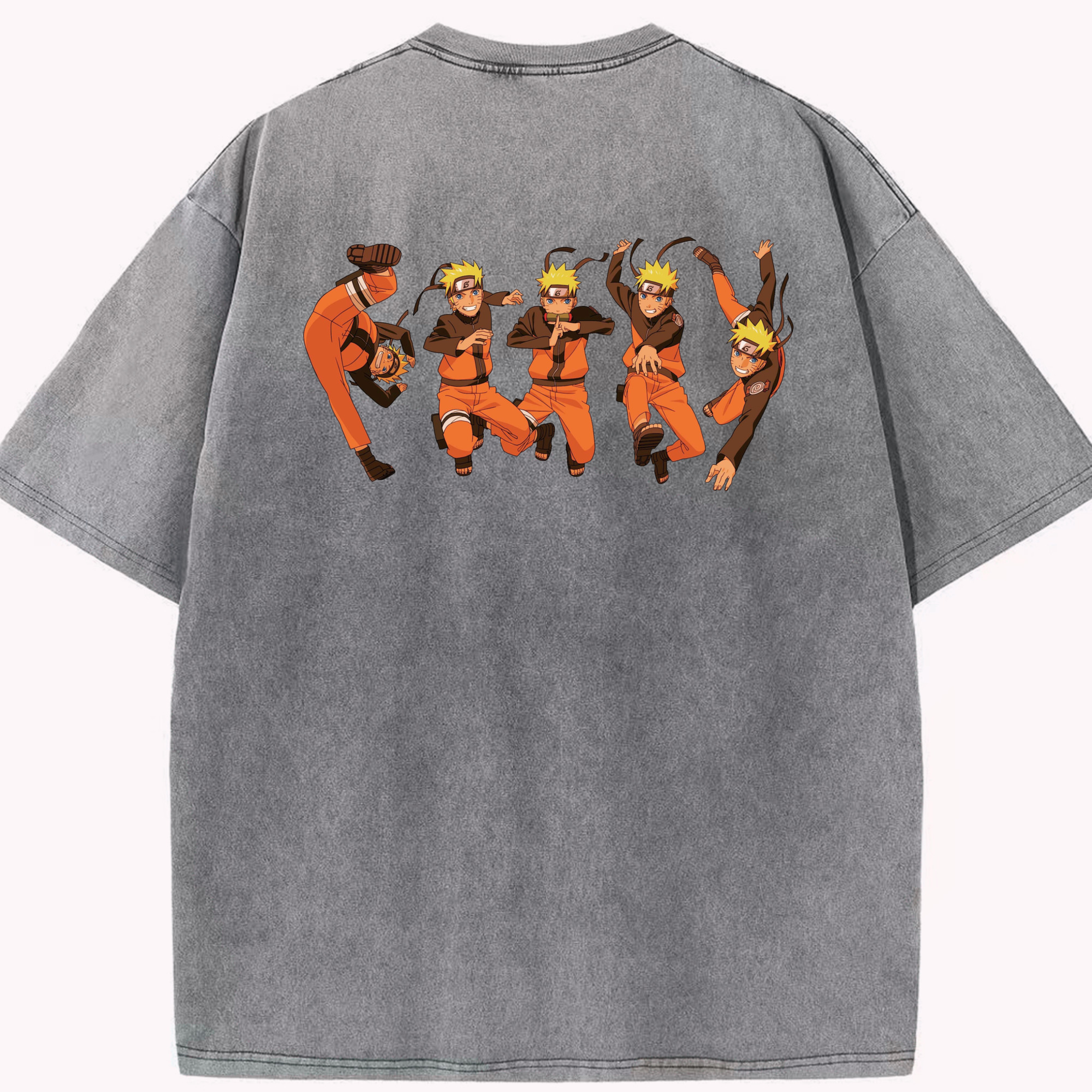 （画像用） NARUTO -ナルト- うずまき ナルト Uzumaki Naruto 綿100% ヴィンテージ風 半袖Tシャツ（背面プリント）