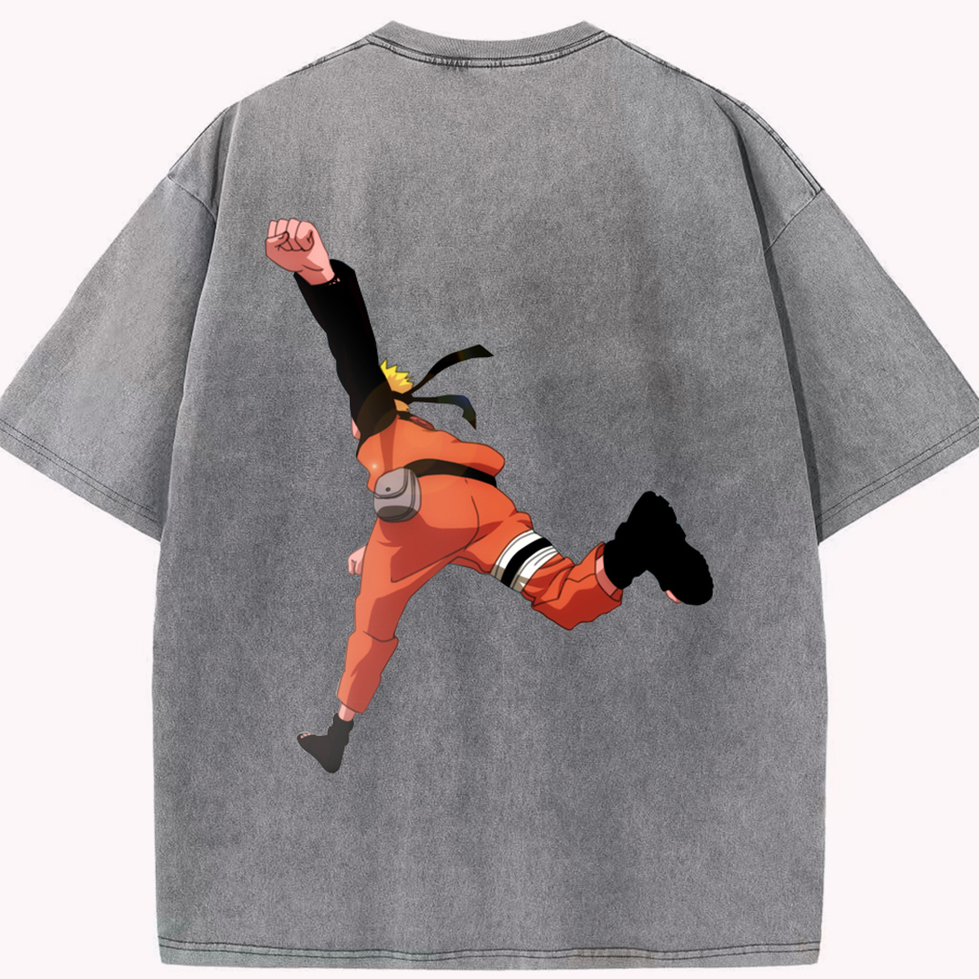 （画像用） NARUTO -ナルト- うずまき ナルト Uzumaki Naruto 綿100% ヴィンテージ風 半袖Tシャツ（背面プリント）