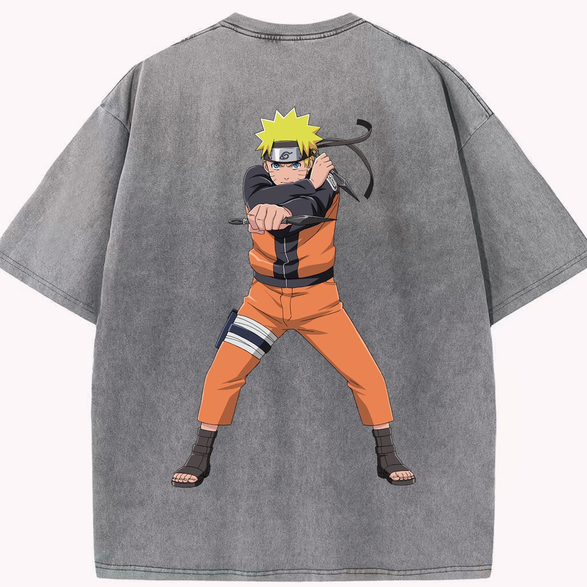 （画像用） NARUTO -ナルト- うずまき ナルト Uzumaki Naruto 綿100% ヴィンテージ風 半袖Tシャツ（背面プリント）