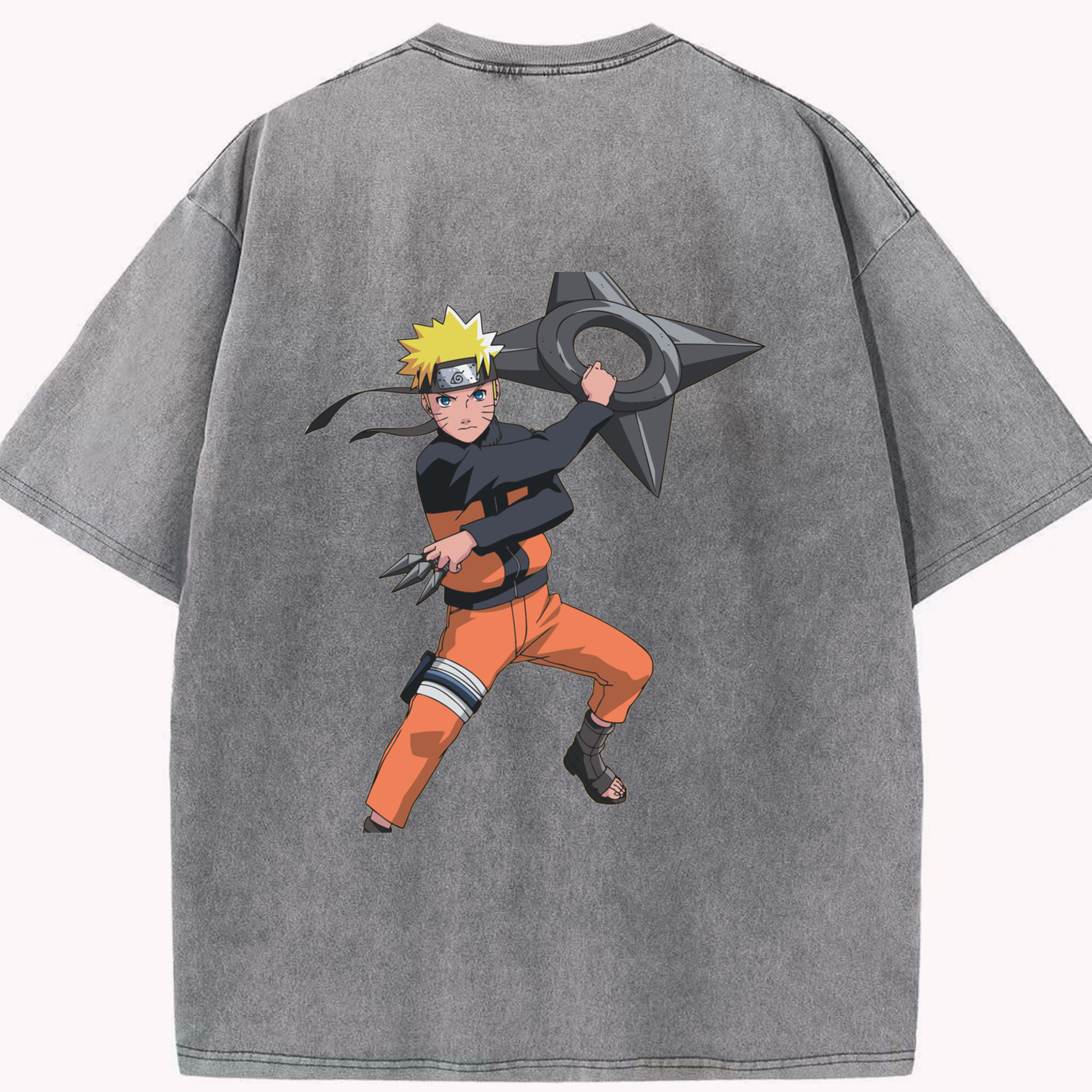 （画像用） NARUTO -ナルト- うずまき ナルト Uzumaki Naruto 綿100% ヴィンテージ風 半袖Tシャツ（背面プリント）