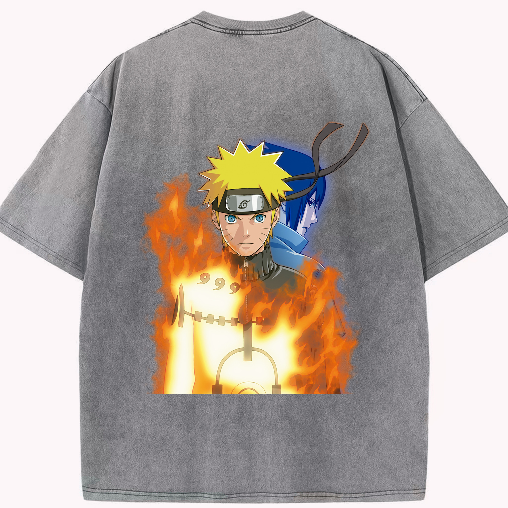 （画像用） NARUTO -ナルト- うずまき ナルト Uzumaki Naruto 綿100% ヴィンテージ風 半袖Tシャツ（背面プリント）