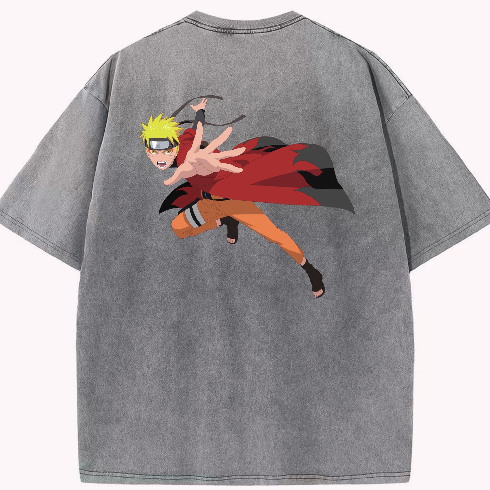 （画像用） NARUTO -ナルト- うずまき ナルト Uzumaki Naruto 綿100% ヴィンテージ風 半袖Tシャツ（背面プリント）