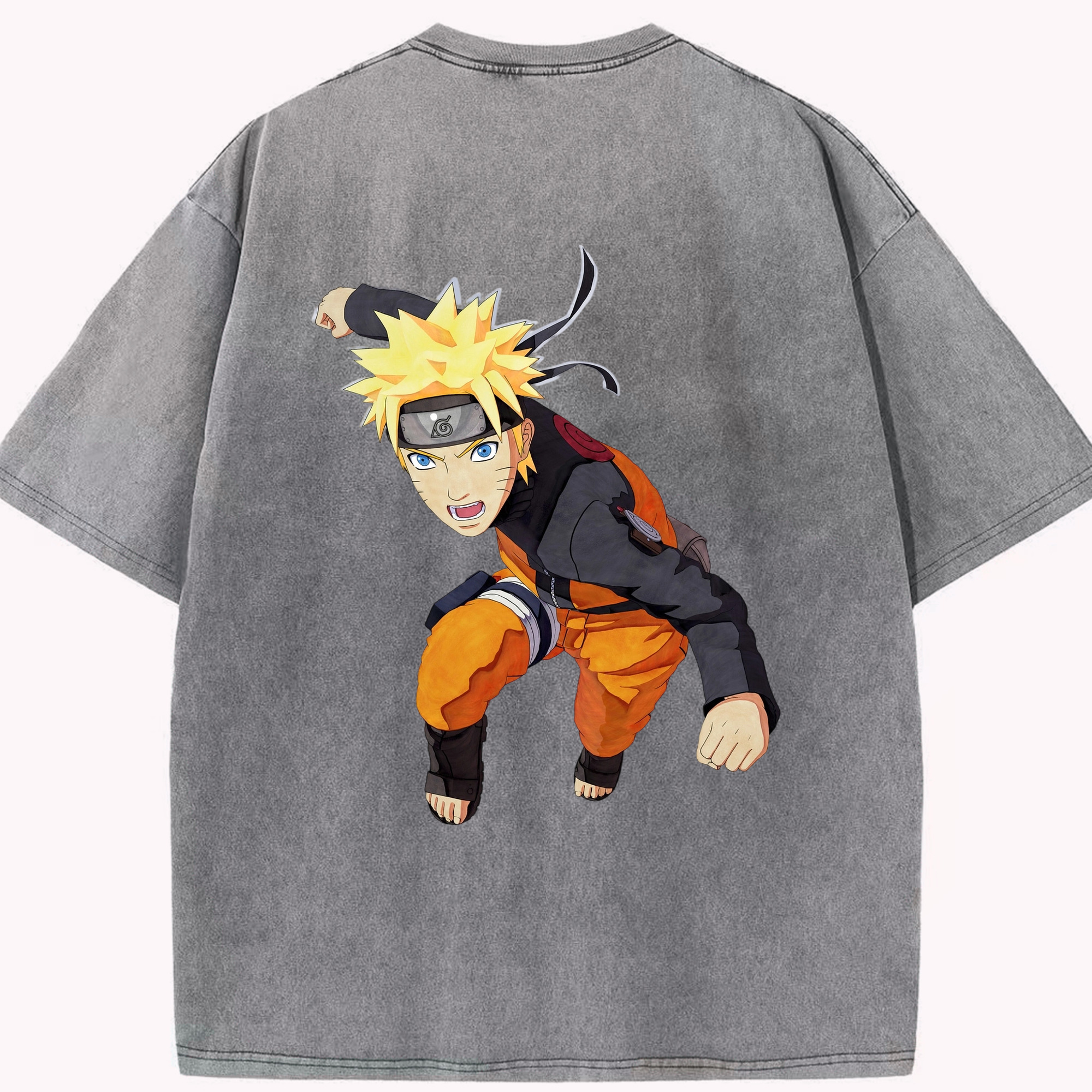 （画像用） NARUTO -ナルト- うずまき ナルト Uzumaki Naruto 綿100% ヴィンテージ風 半袖Tシャツ（背面プリント）