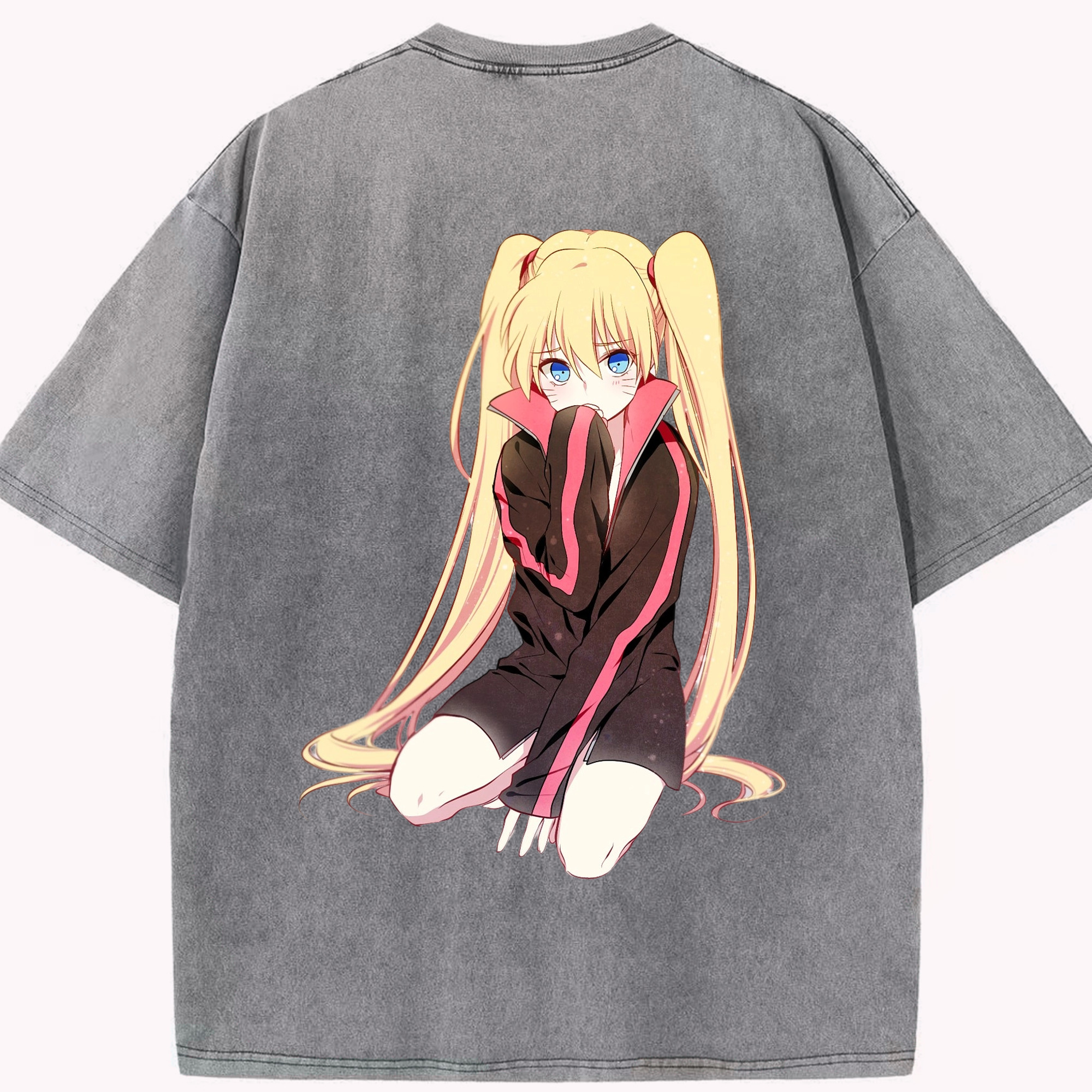 （画像用） NARUTO -ナルト- うずまき ナルト Uzumaki Naruto 綿100% ヴィンテージ風 半袖Tシャツ（背面プリント）