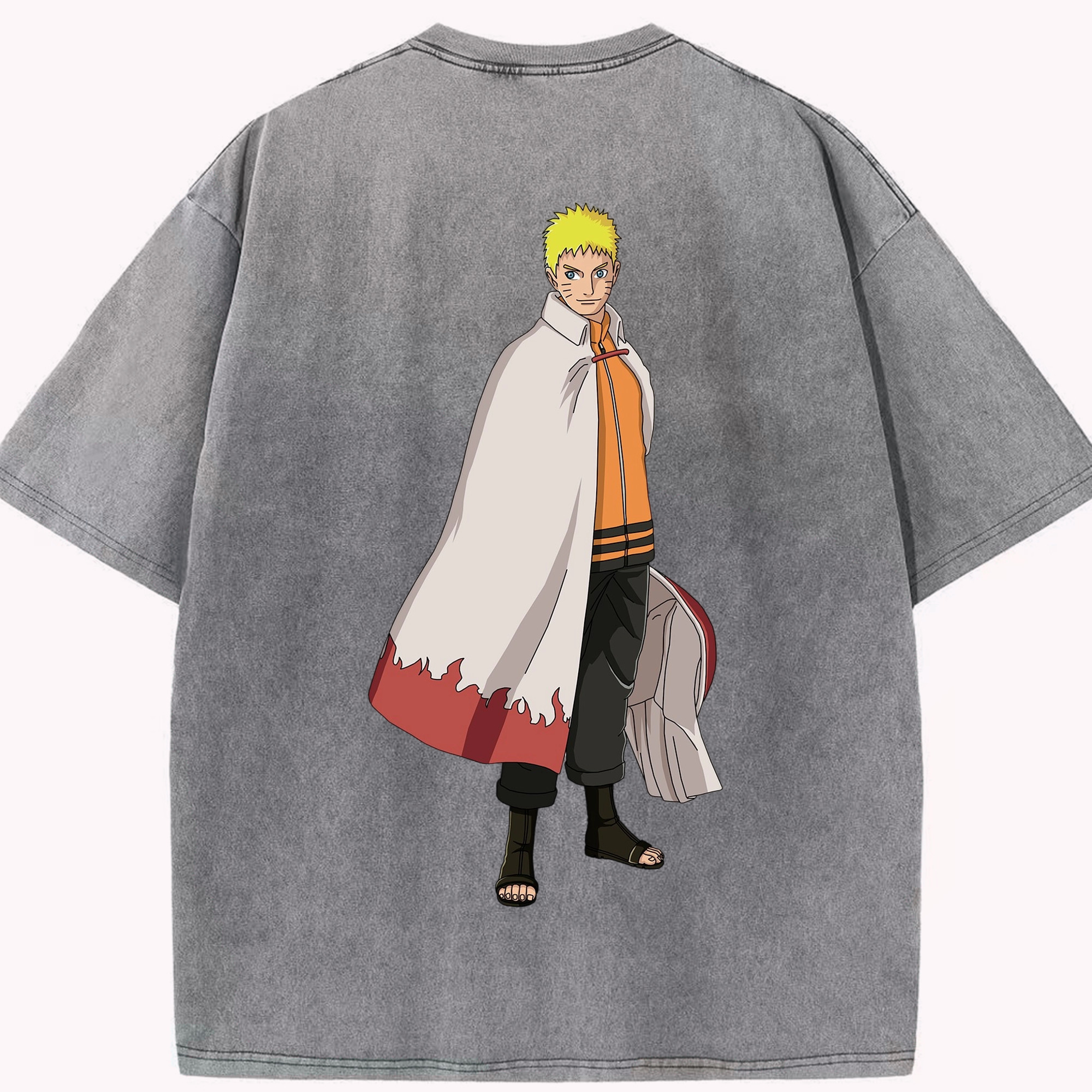 （画像用） NARUTO -ナルト- うずまき ナルト Uzumaki Naruto 綿100% ヴィンテージ風 半袖Tシャツ（背面プリント）
