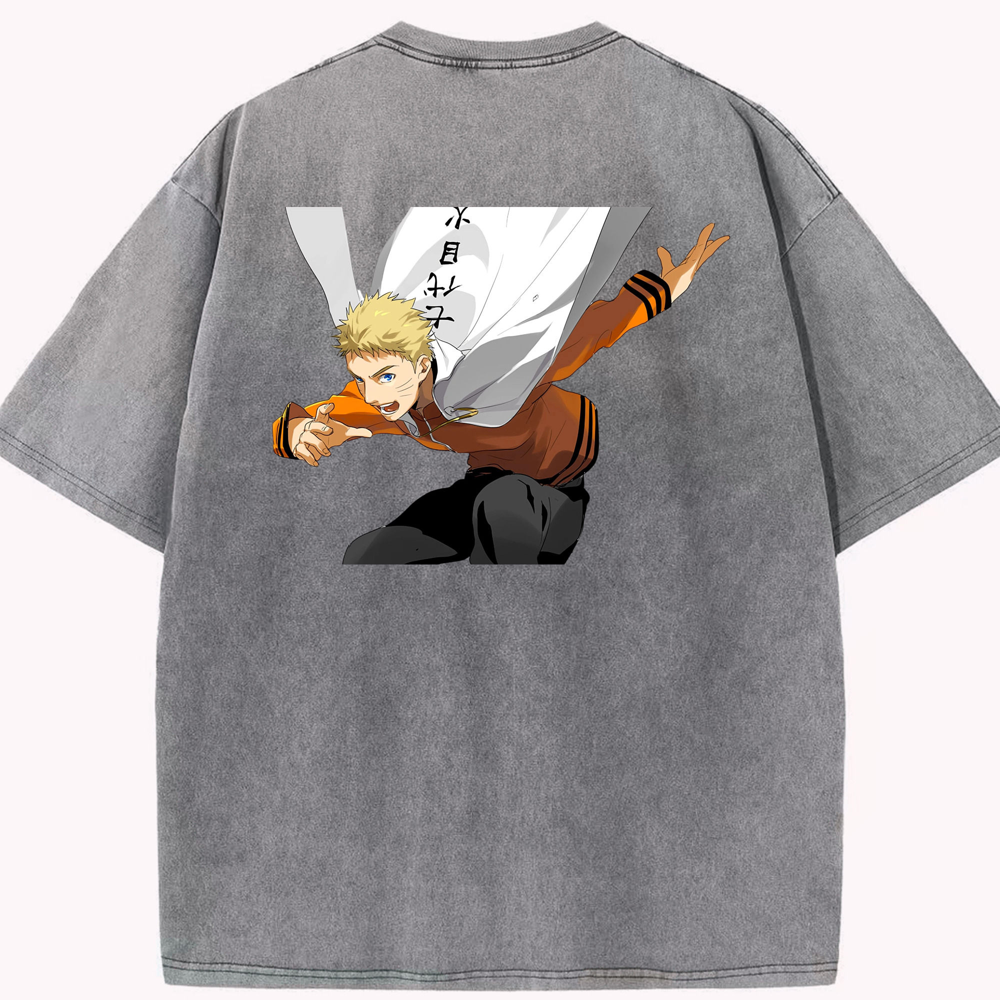 （画像用） NARUTO -ナルト- うずまき ナルト Uzumaki Naruto 綿100% ヴィンテージ風 半袖Tシャツ（背面プリント）