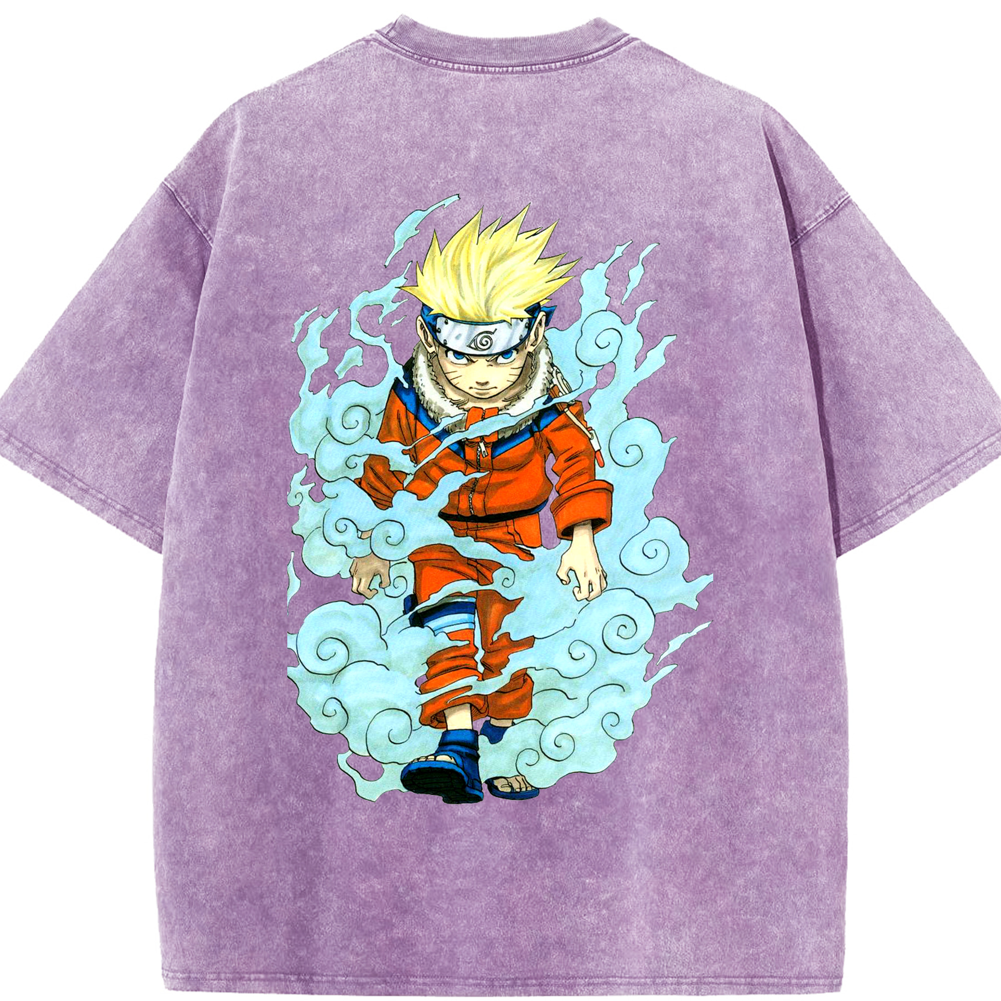 （画像用） NARUTO -ナルト- うずまき ナルト Uzumaki Naruto 綿100% ヴィンテージ風 半袖Tシャツ（背面プリント）