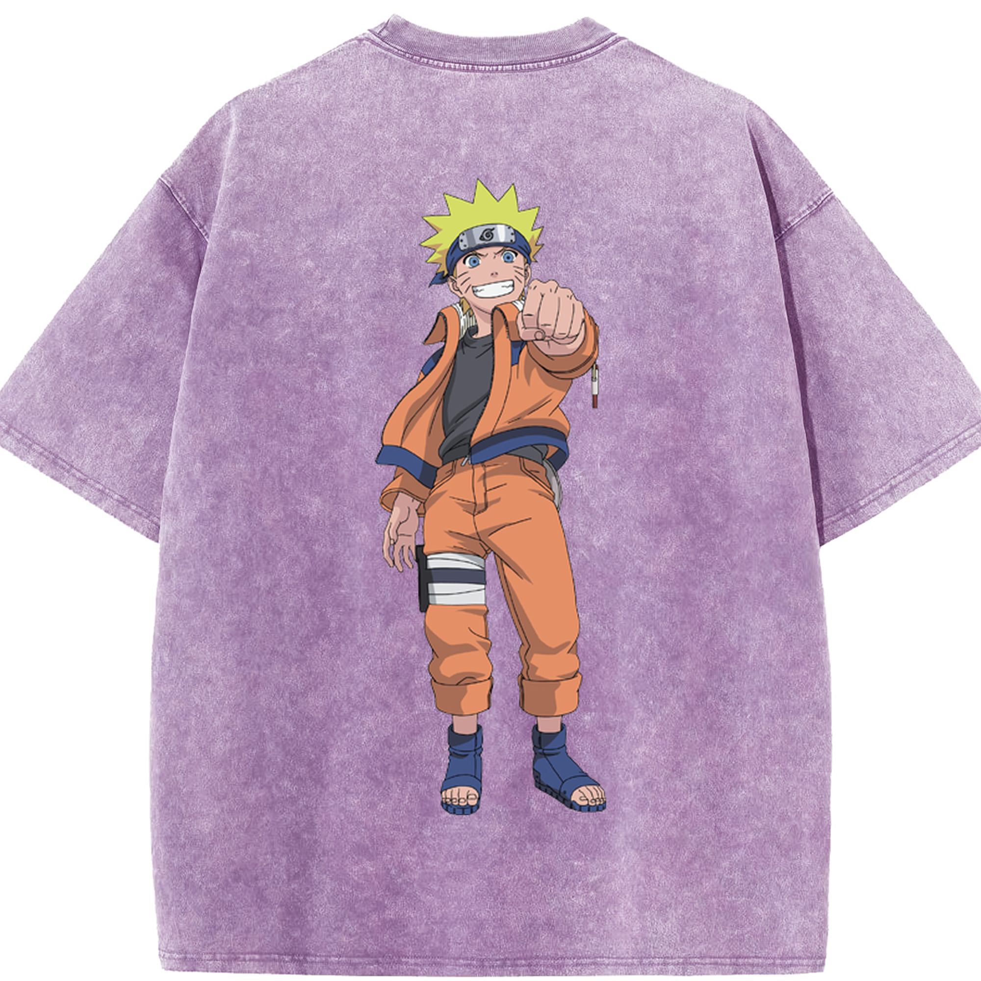 （画像用） NARUTO -ナルト- うずまき ナルト Uzumaki Naruto 綿100% ヴィンテージ風 半袖Tシャツ（背面プリント）