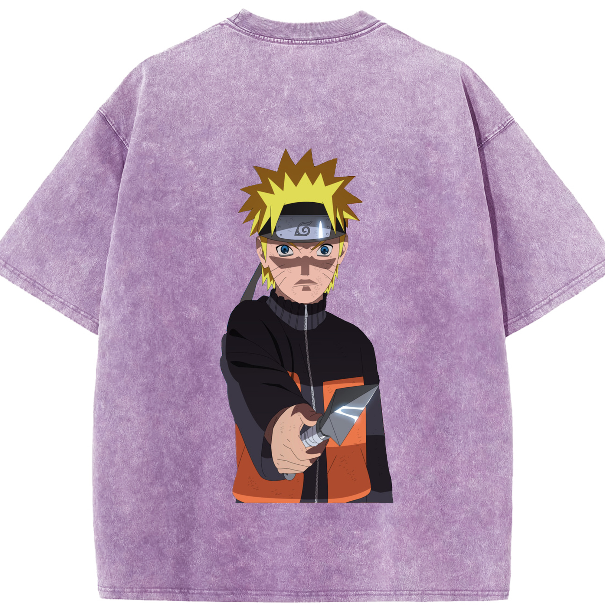 （画像用） NARUTO -ナルト- うずまき ナルト Uzumaki Naruto 綿100% ヴィンテージ風 半袖Tシャツ（背面プリント）