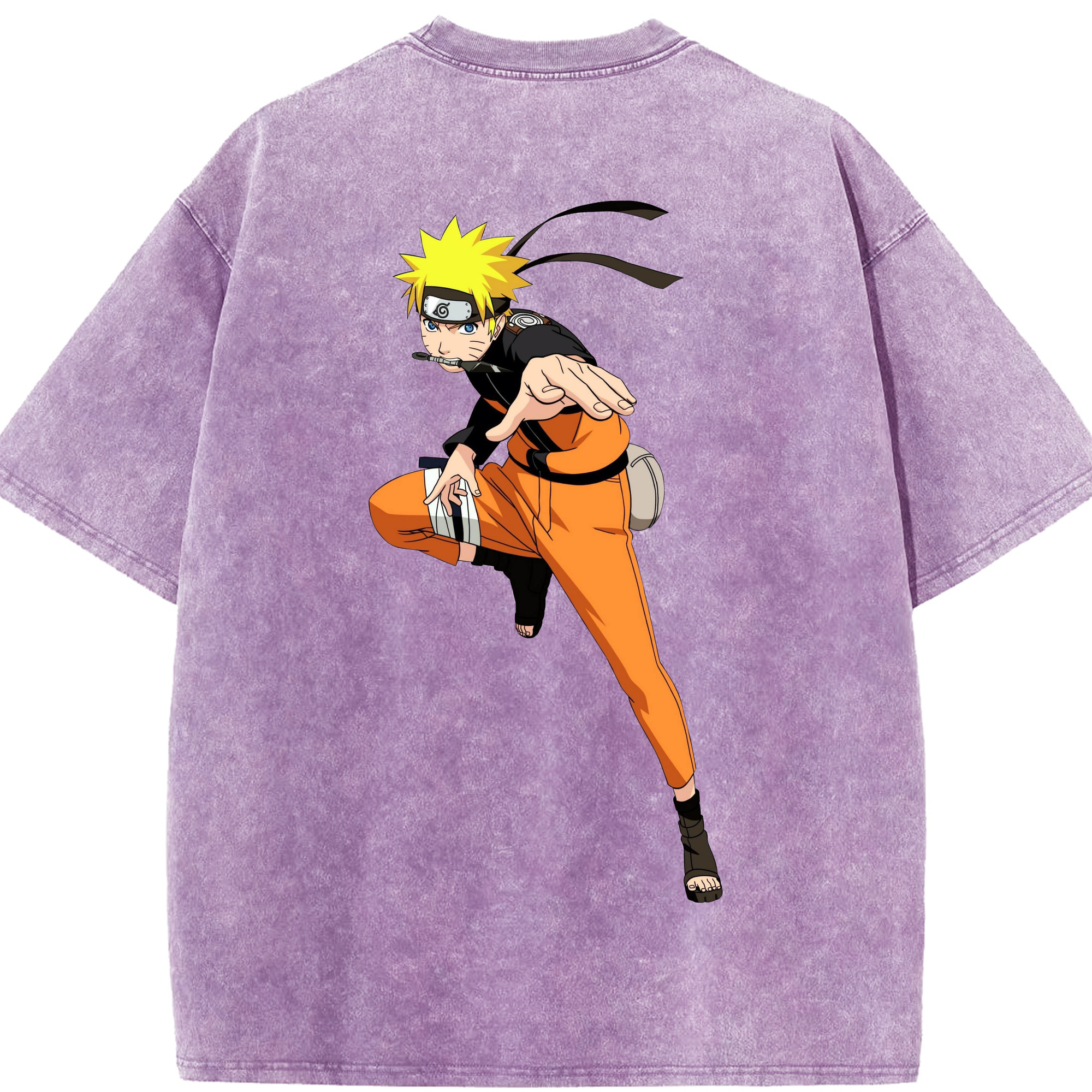 （画像用） NARUTO -ナルト- うずまき ナルト Uzumaki Naruto 綿100% ヴィンテージ風 半袖Tシャツ（背面プリント）