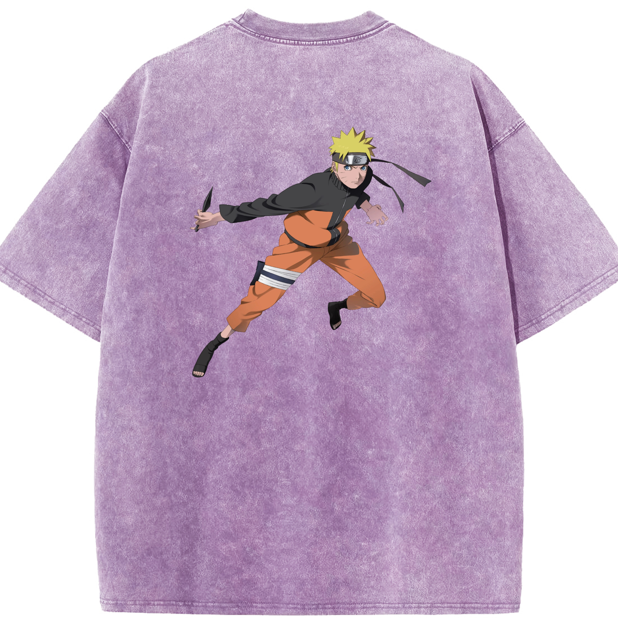（画像用） NARUTO -ナルト- うずまき ナルト Uzumaki Naruto 綿100% ヴィンテージ風 半袖Tシャツ（背面プリント）