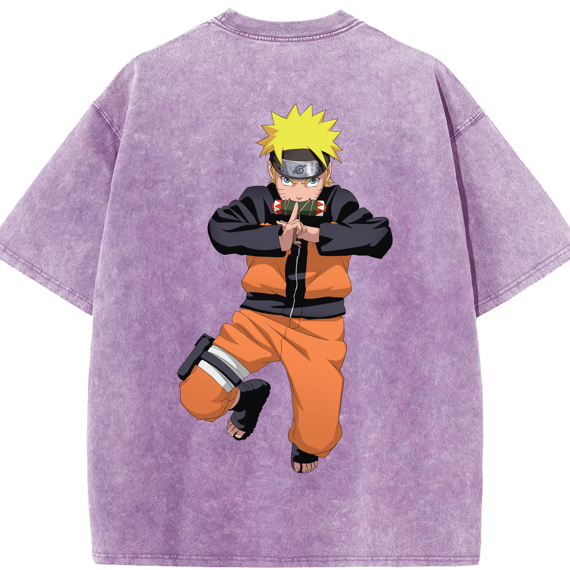 （画像用） NARUTO -ナルト- うずまき ナルト Uzumaki Naruto 綿100% ヴィンテージ風 半袖Tシャツ（背面プリント）