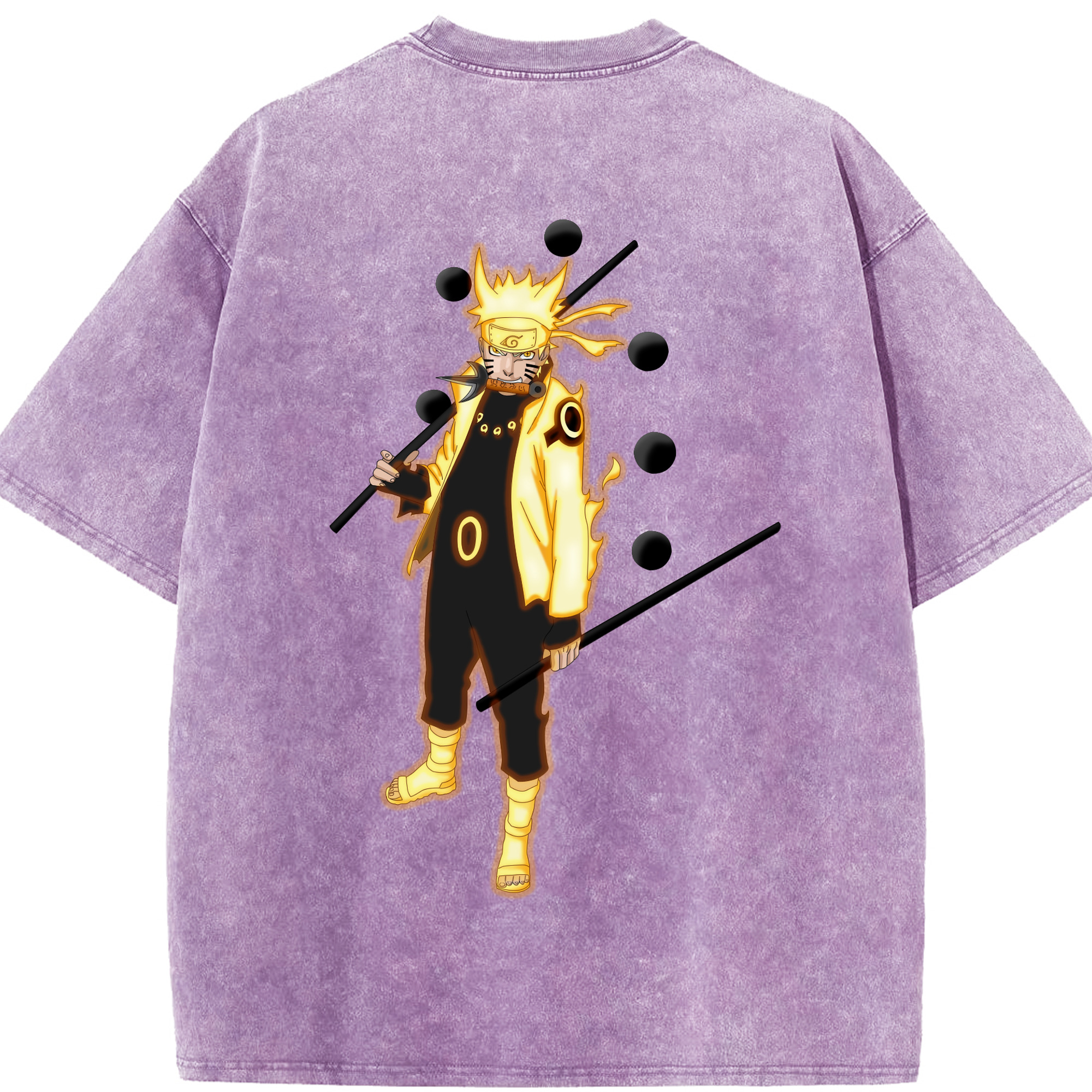 （画像用） NARUTO -ナルト- うずまき ナルト Uzumaki Naruto 綿100% ヴィンテージ風 半袖Tシャツ（背面プリント）