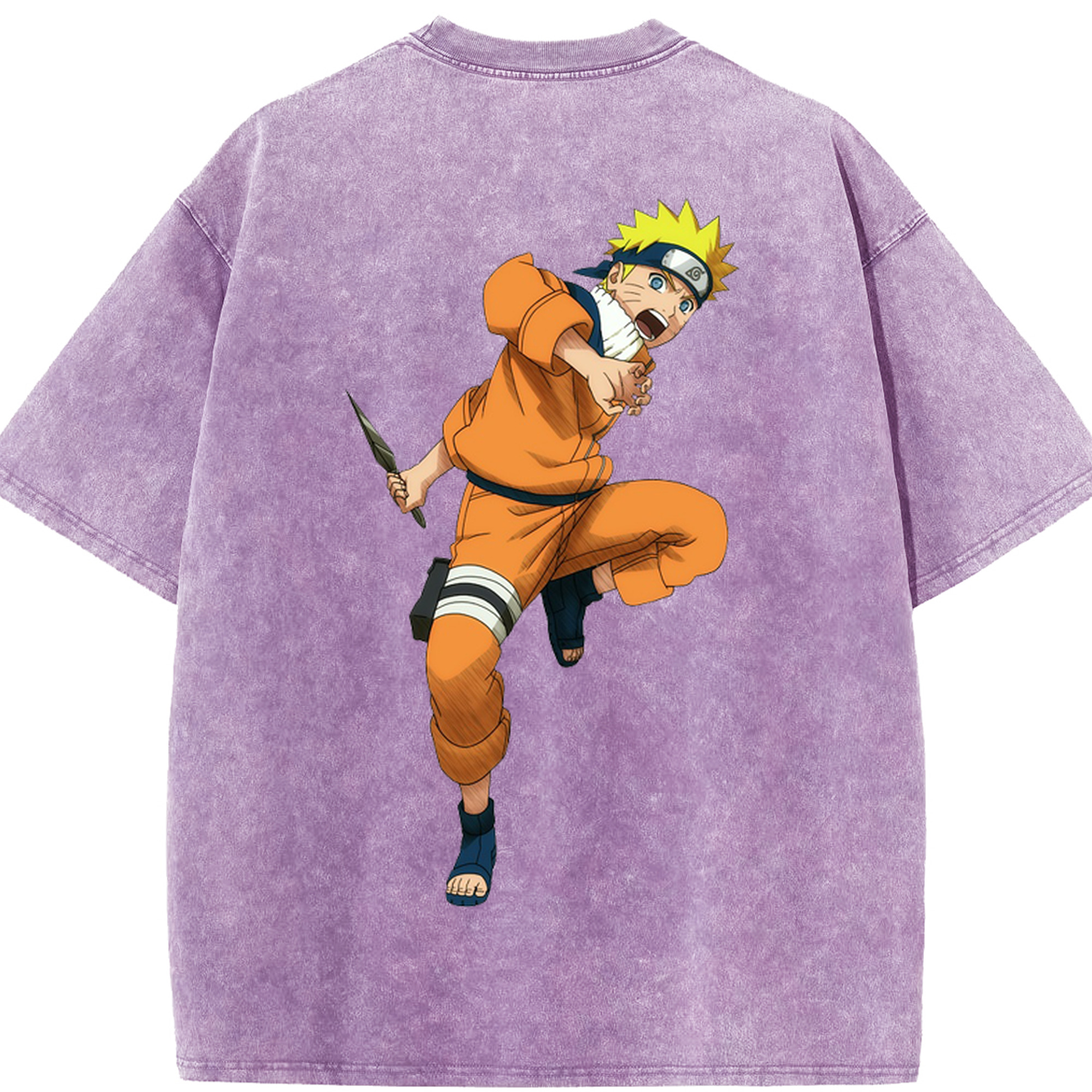 （画像用） NARUTO -ナルト- うずまき ナルト Uzumaki Naruto 綿100% ヴィンテージ風 半袖Tシャツ（背面プリント）