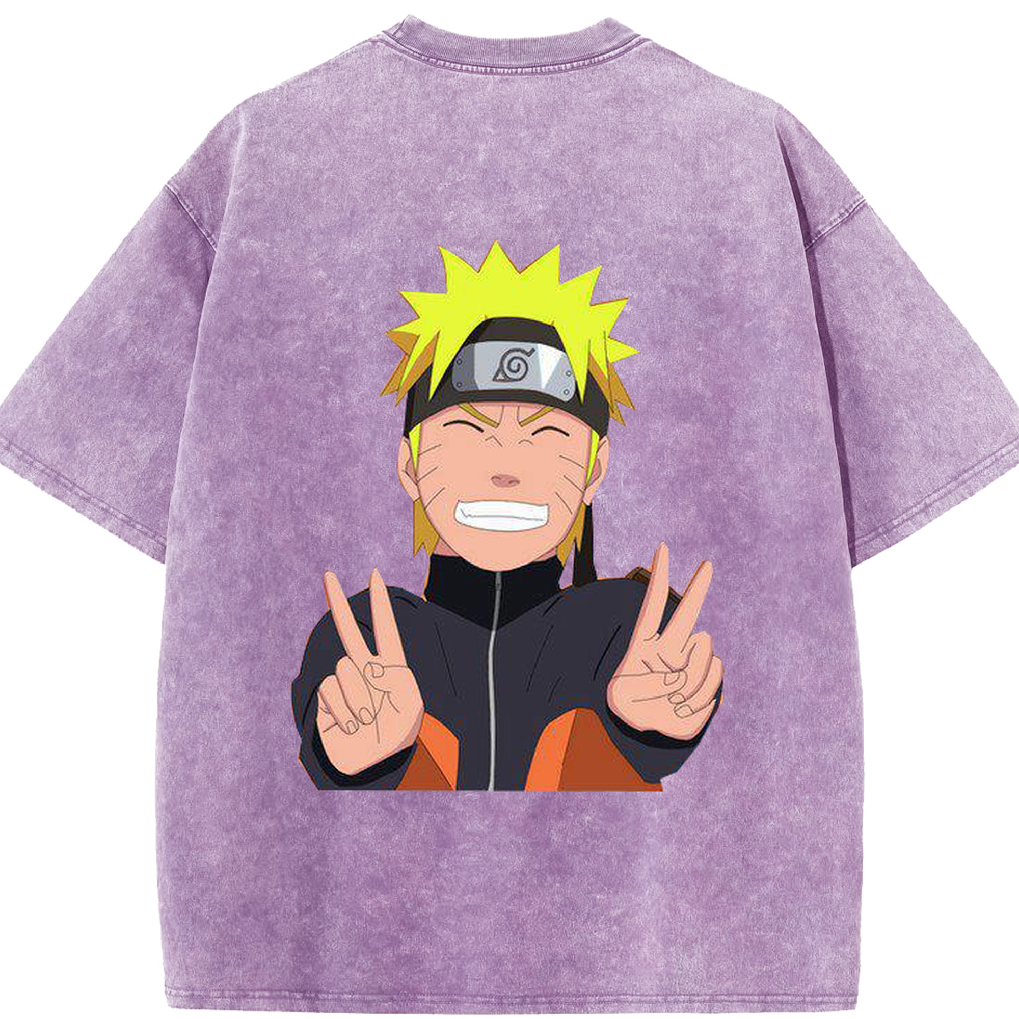 （画像用） NARUTO -ナルト- うずまき ナルト Uzumaki Naruto 綿100% ヴィンテージ風 半袖Tシャツ（背面プリント）