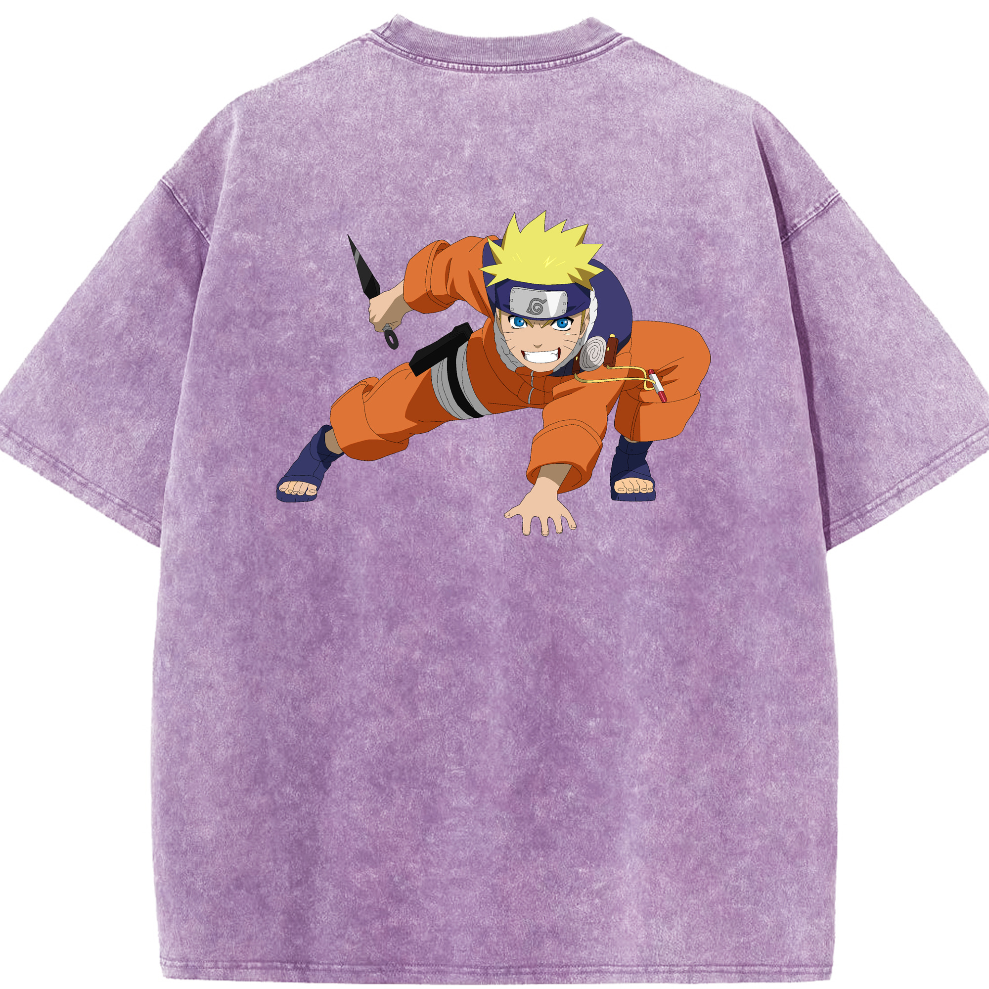 （画像用） NARUTO -ナルト- うずまき ナルト Uzumaki Naruto 綿100% ヴィンテージ風 半袖Tシャツ（背面プリント）