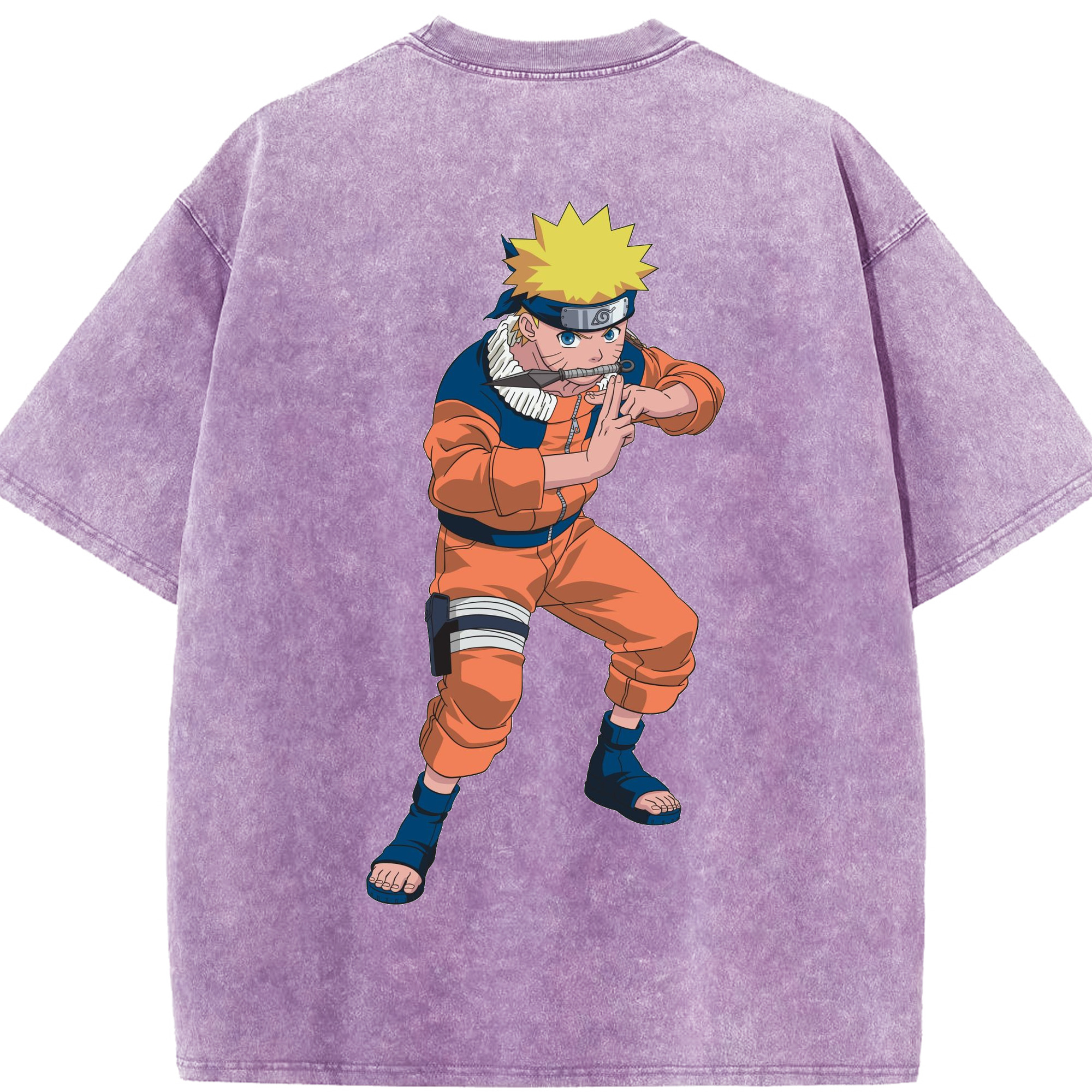 （画像用） NARUTO -ナルト- うずまき ナルト Uzumaki Naruto 綿100% ヴィンテージ風 半袖Tシャツ（背面プリント）