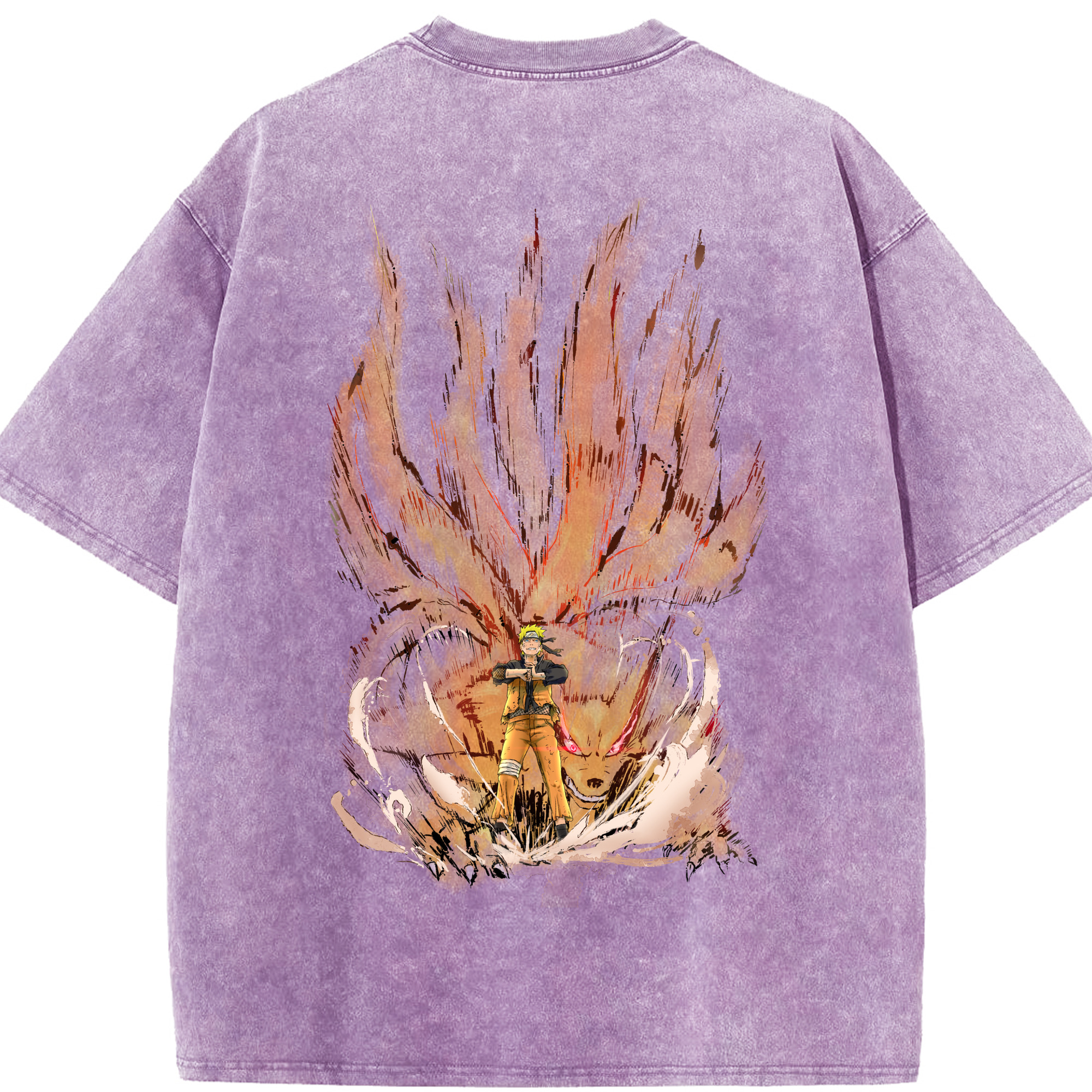 （画像用） NARUTO -ナルト- うずまき ナルト Uzumaki Naruto 綿100% ヴィンテージ風 半袖Tシャツ（背面プリント）